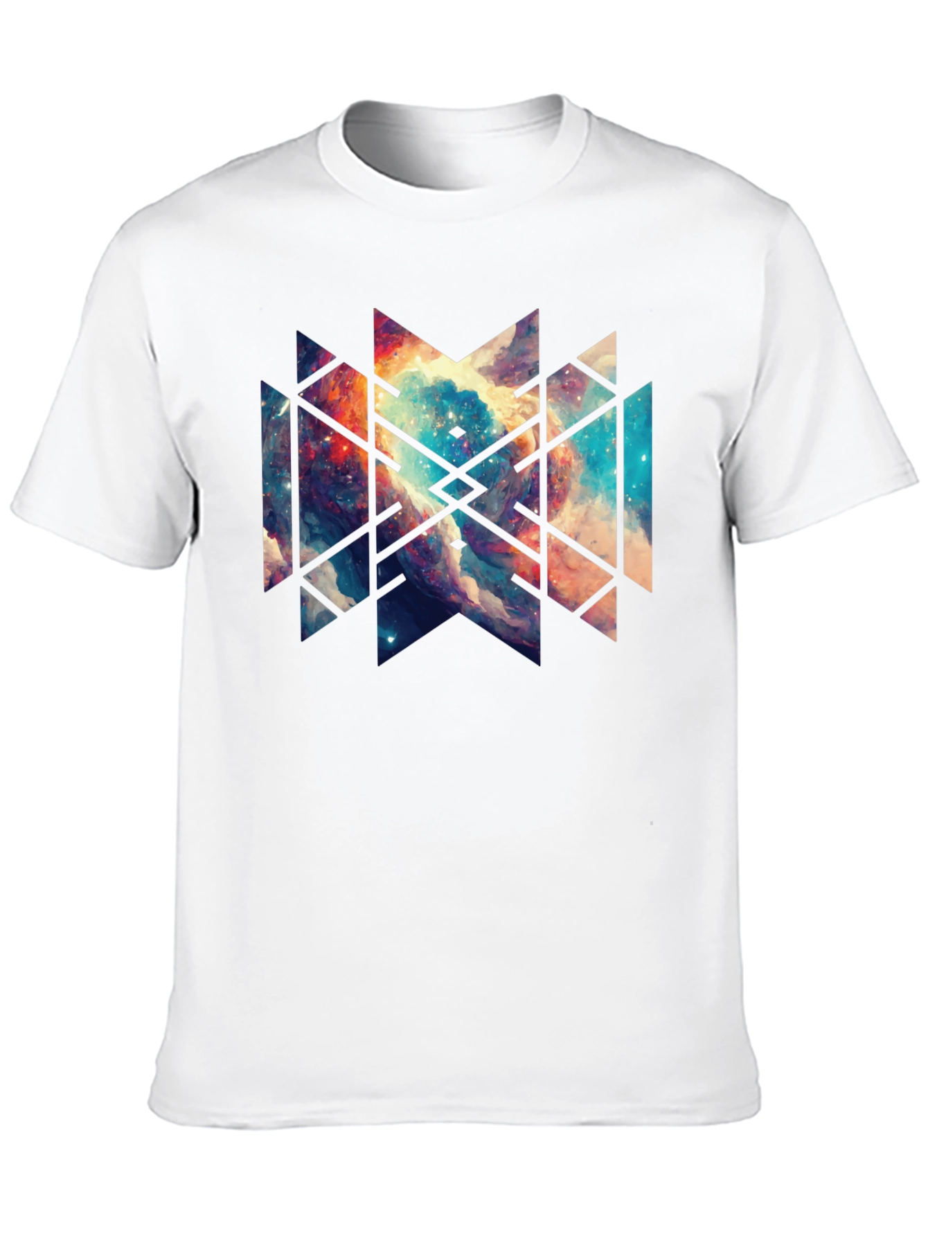 Geometric Galaxy Black Tee - Modern Graphic Design
