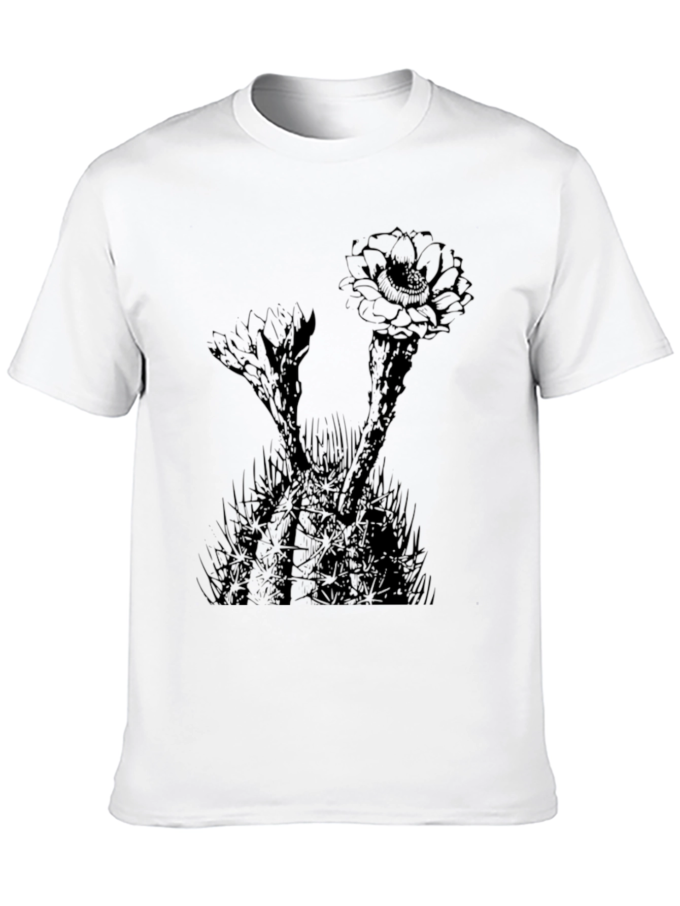 Cactus Flower Graphic Print Black T-Shirt