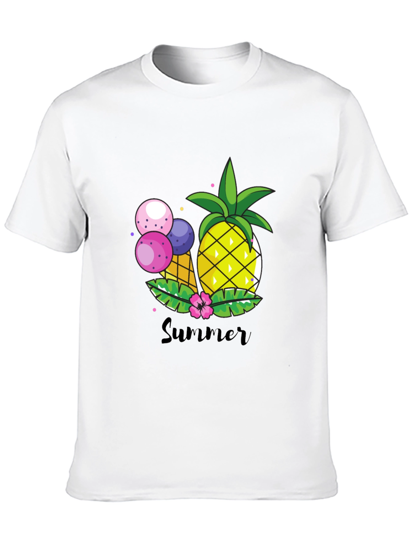 Summer Pineapple Graphic Print Crewneck T-Shirt