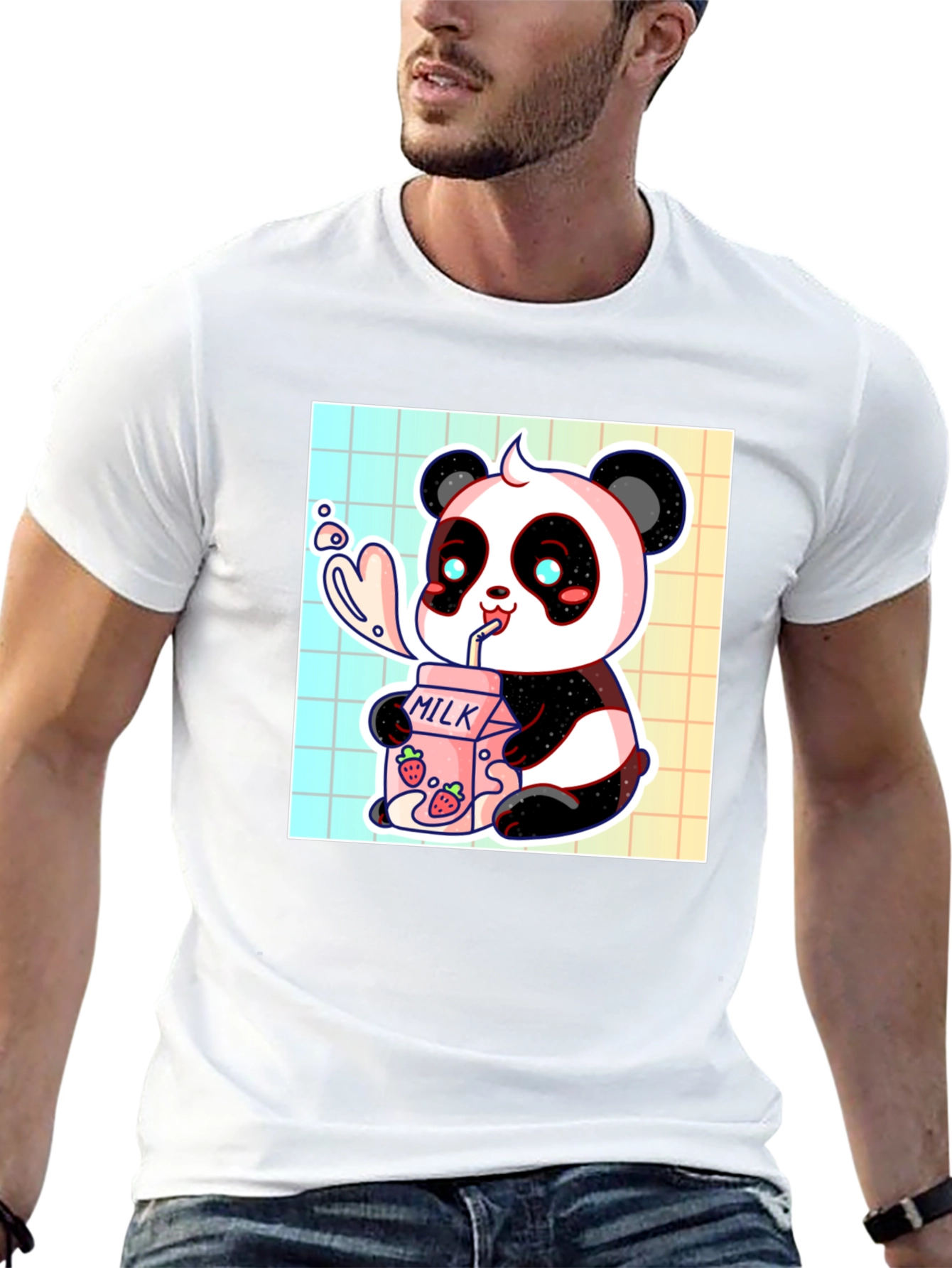 Cute Panda Milk T-Shirt - Kawaii Style