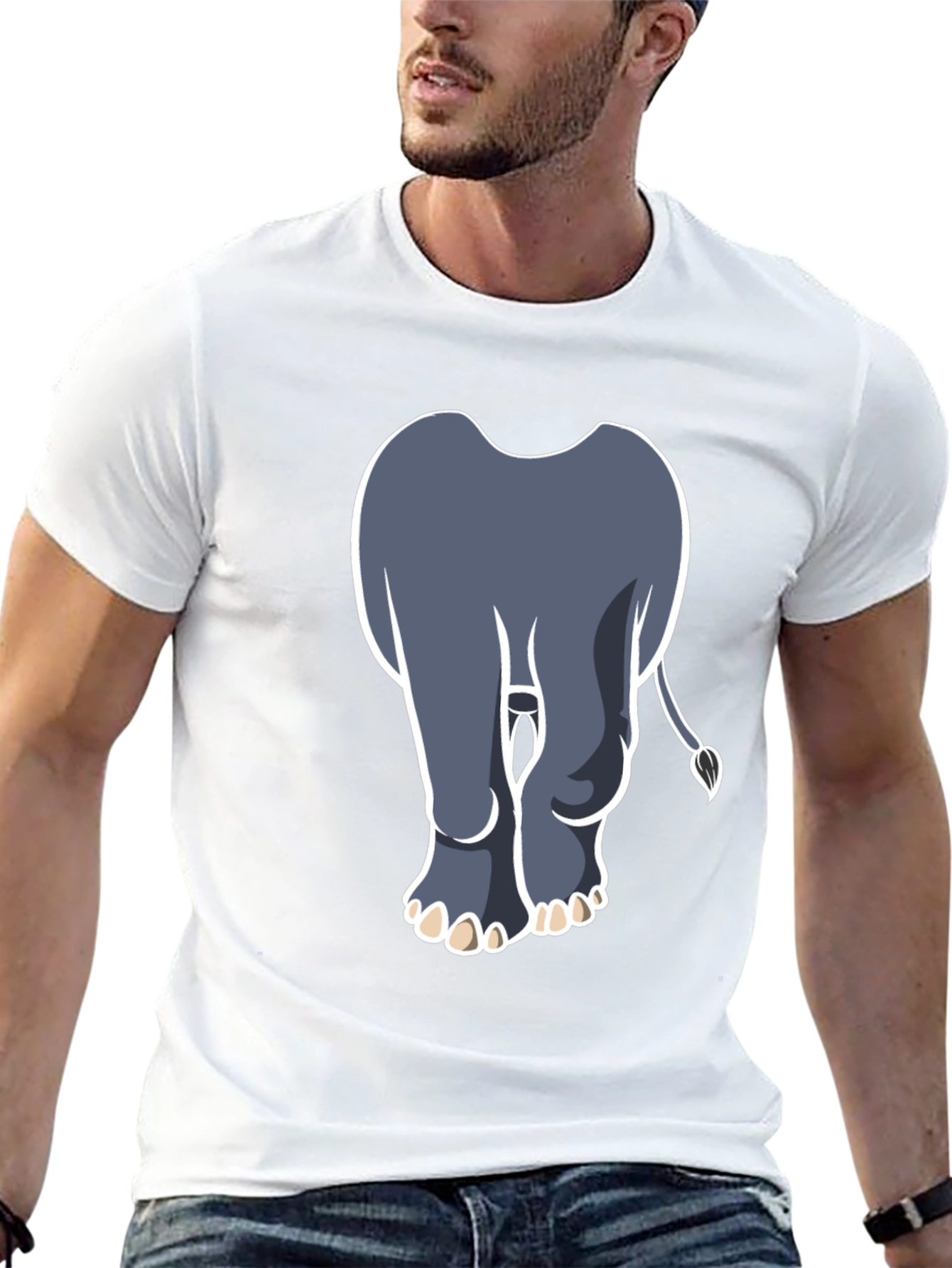 Elephant Rear View Graphic Tee - Black
