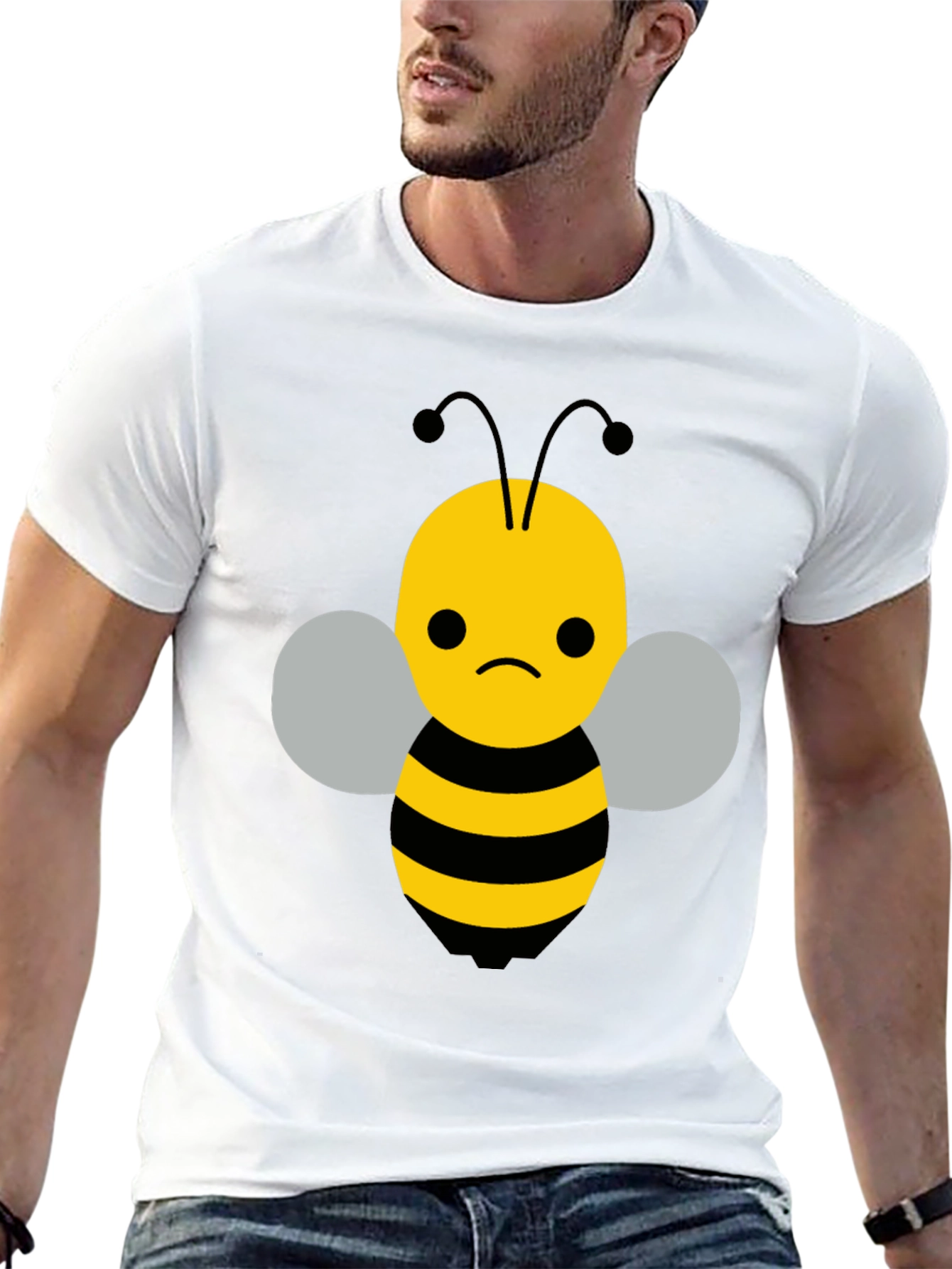 Sad Bee Graphic Tee - Black Cotton Blend T-Shirt