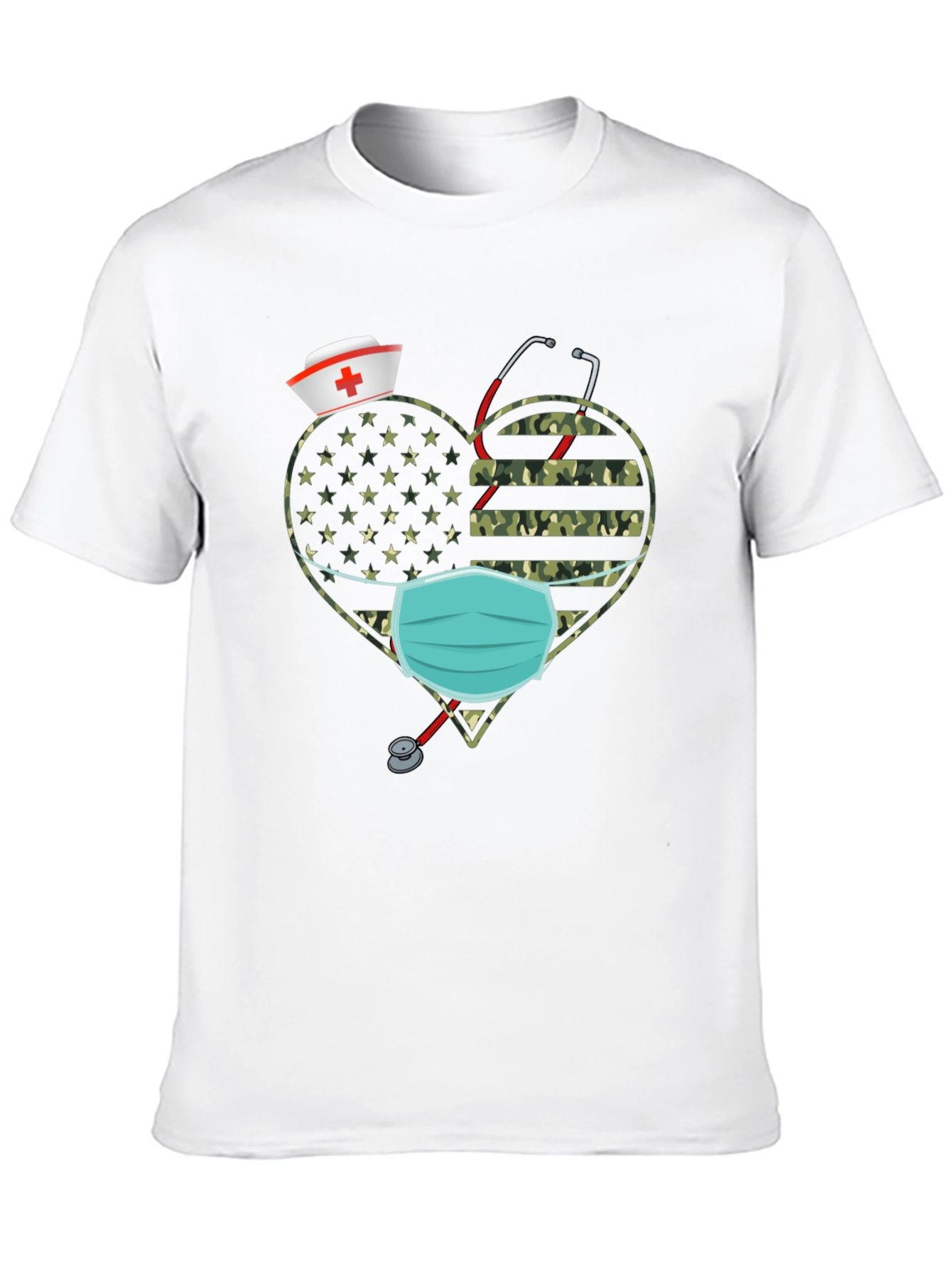 Nurse Camo Heart T-Shirt - Patriotic Healthcare Tee
