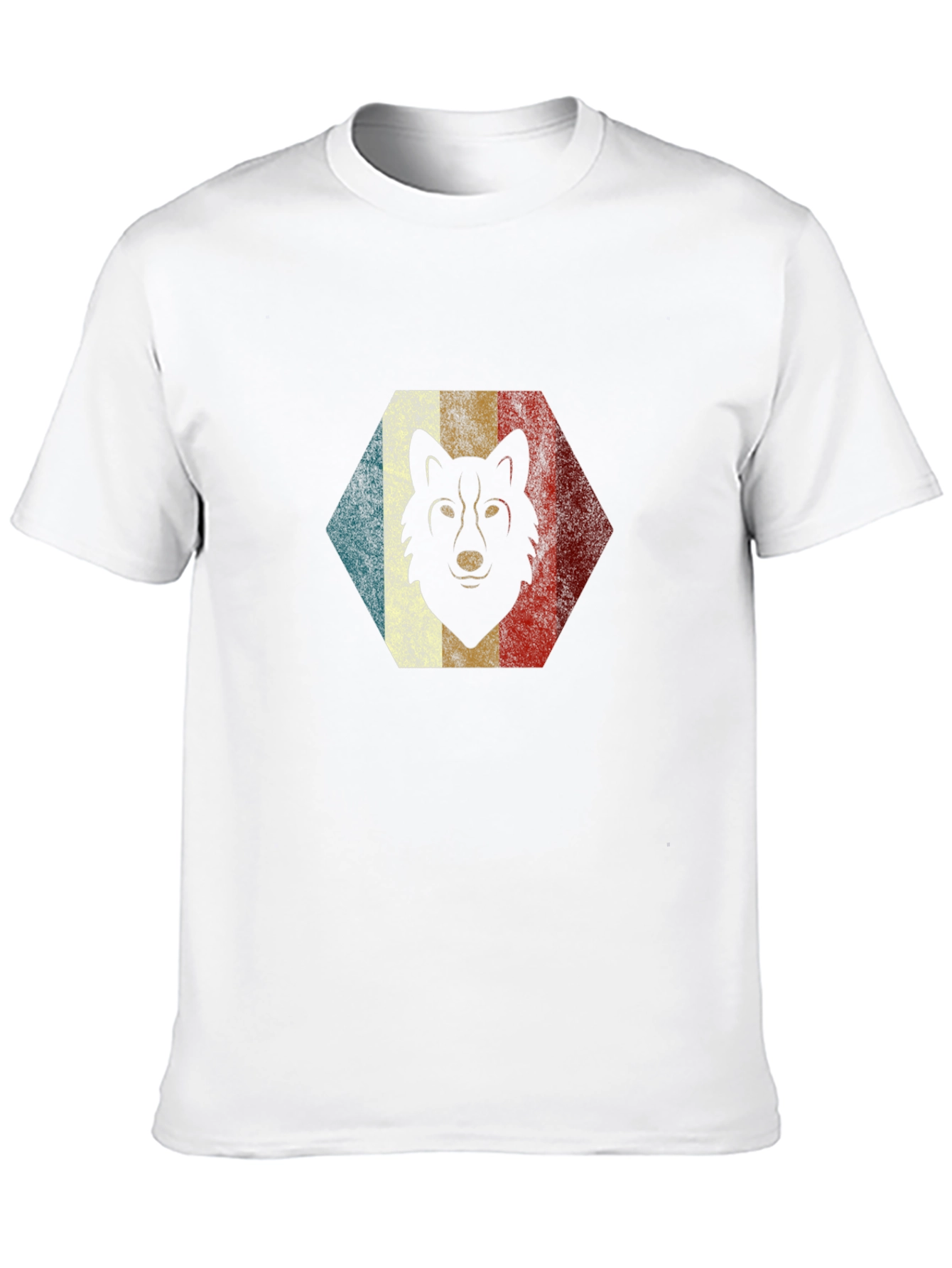 Retro Wolf Graphic Tee - Black Cotton Blend T-Shirt