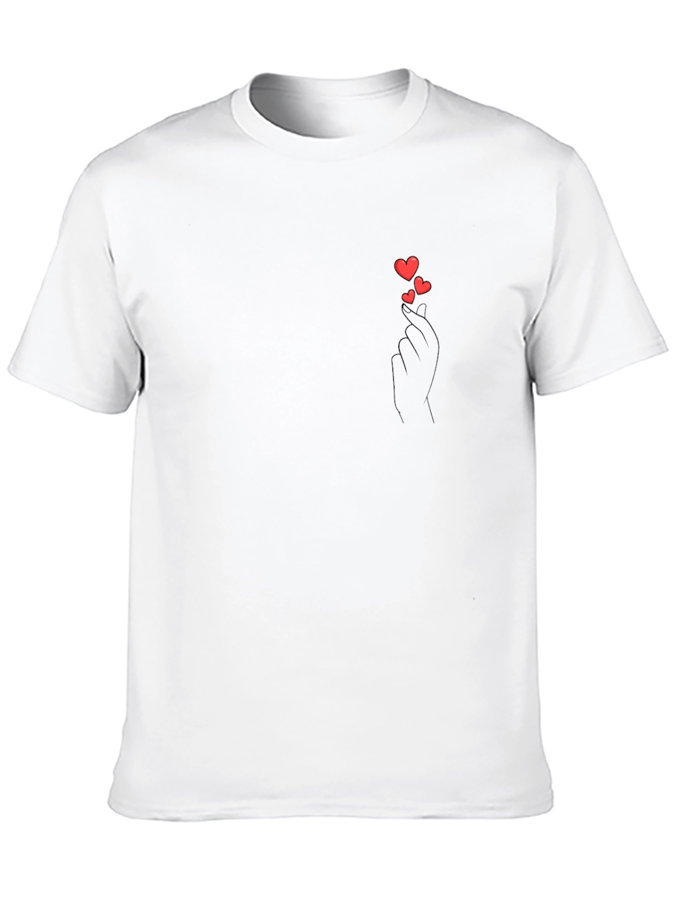 Heart Gesture Graphic Tee - Casual Black T-Shirt