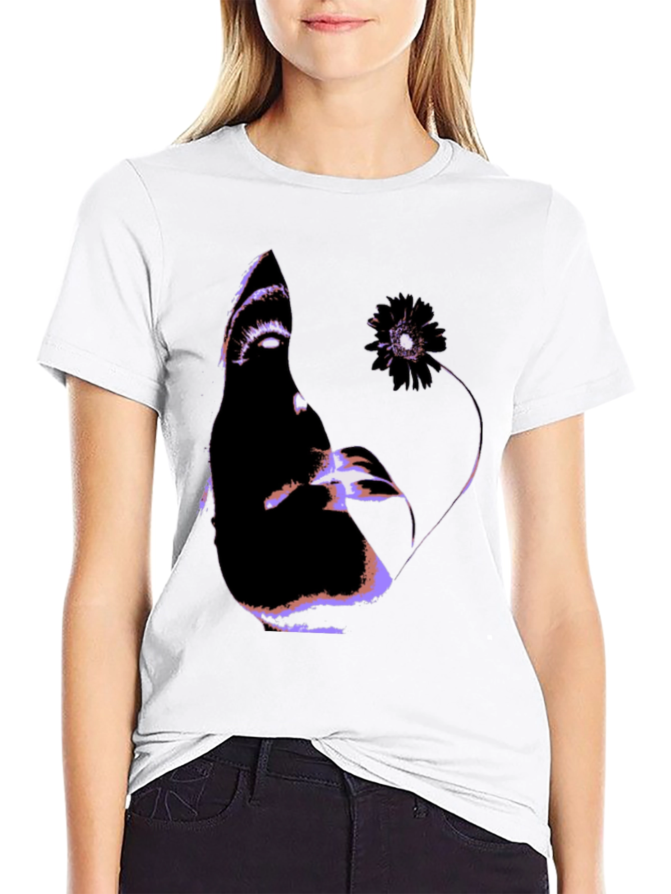 Abstract Face Graphic Black T-Shirt