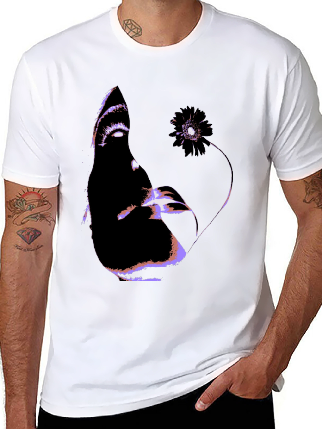 Abstract Face Graphic Black T-Shirt