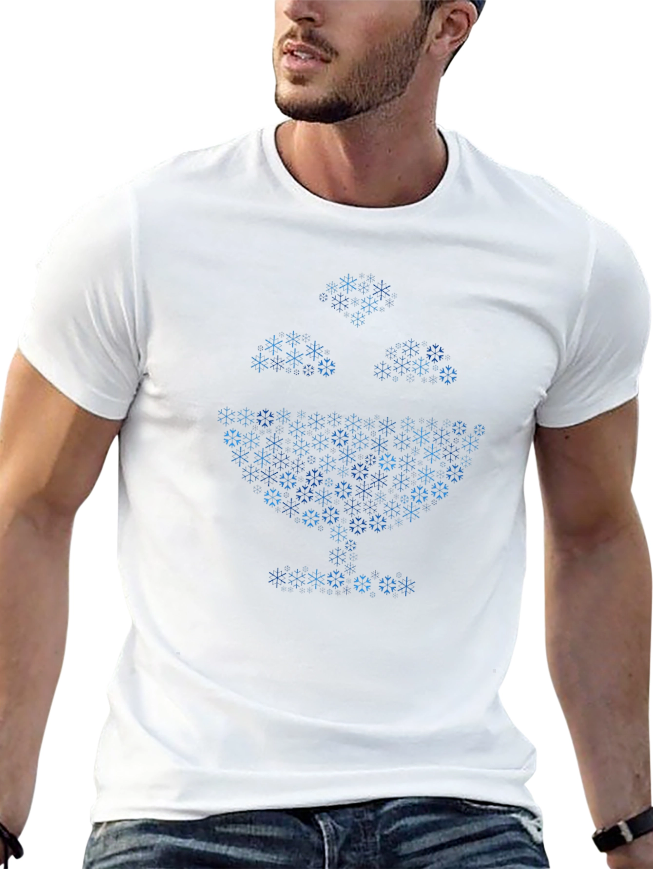 Geometric Snowflake Tree Black T-Shirt
