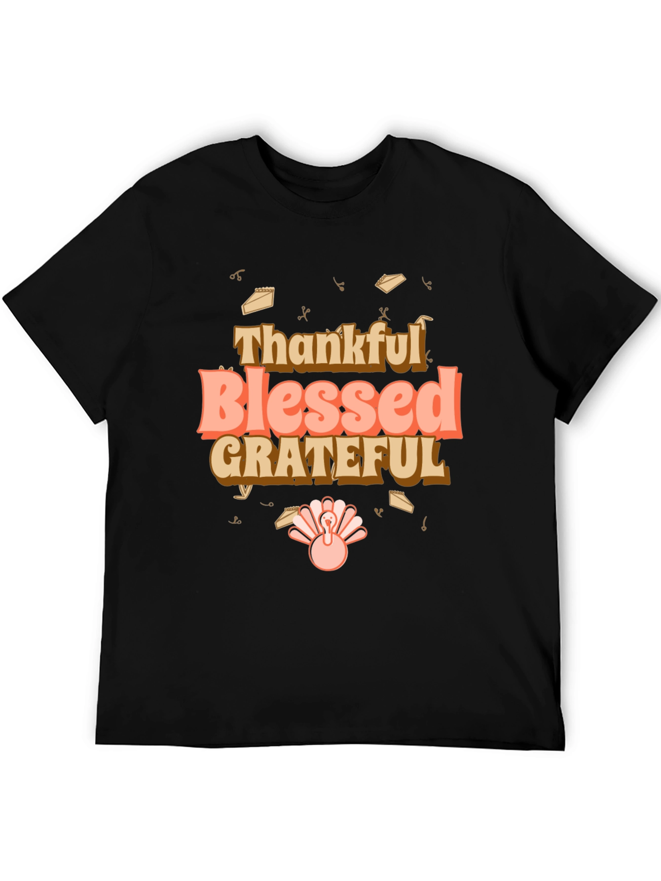 Thankful Blessed Grateful Thanksgiving Graphic Tee