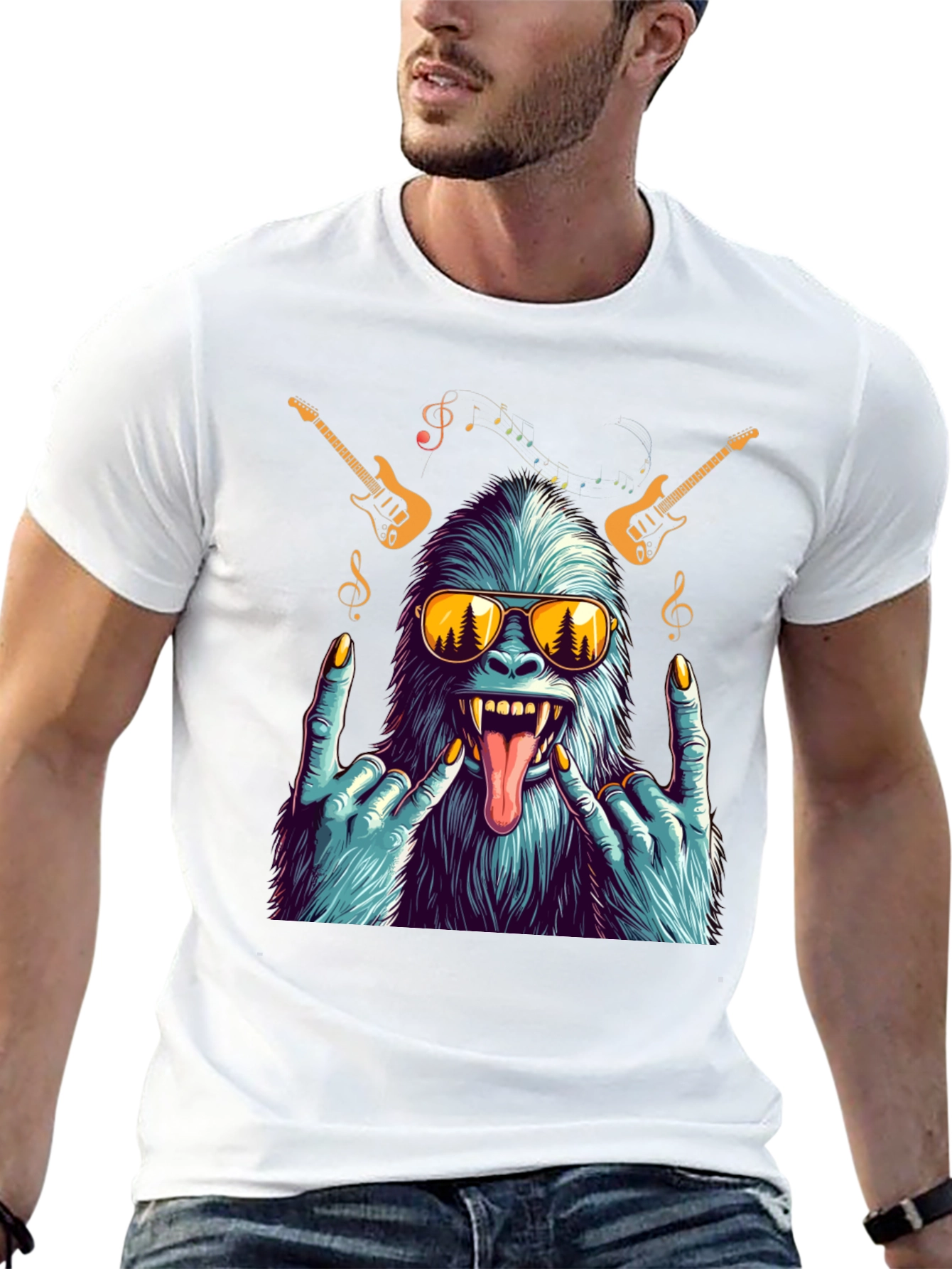 Rocking Yeti T-Shirt - Cool Monster Graphic Tee