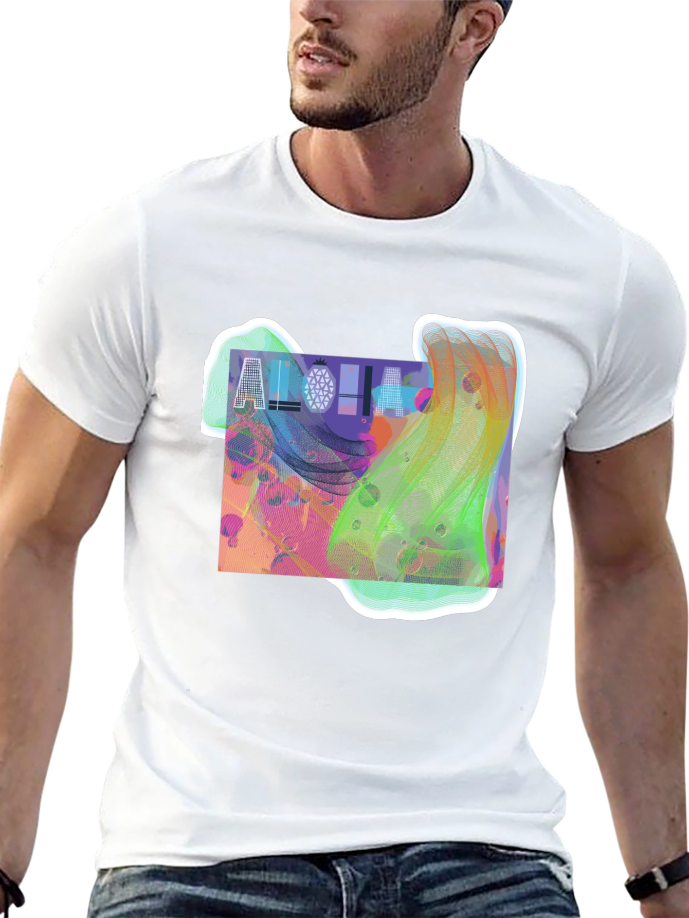 Aloha Graphic Print Black T-Shirt