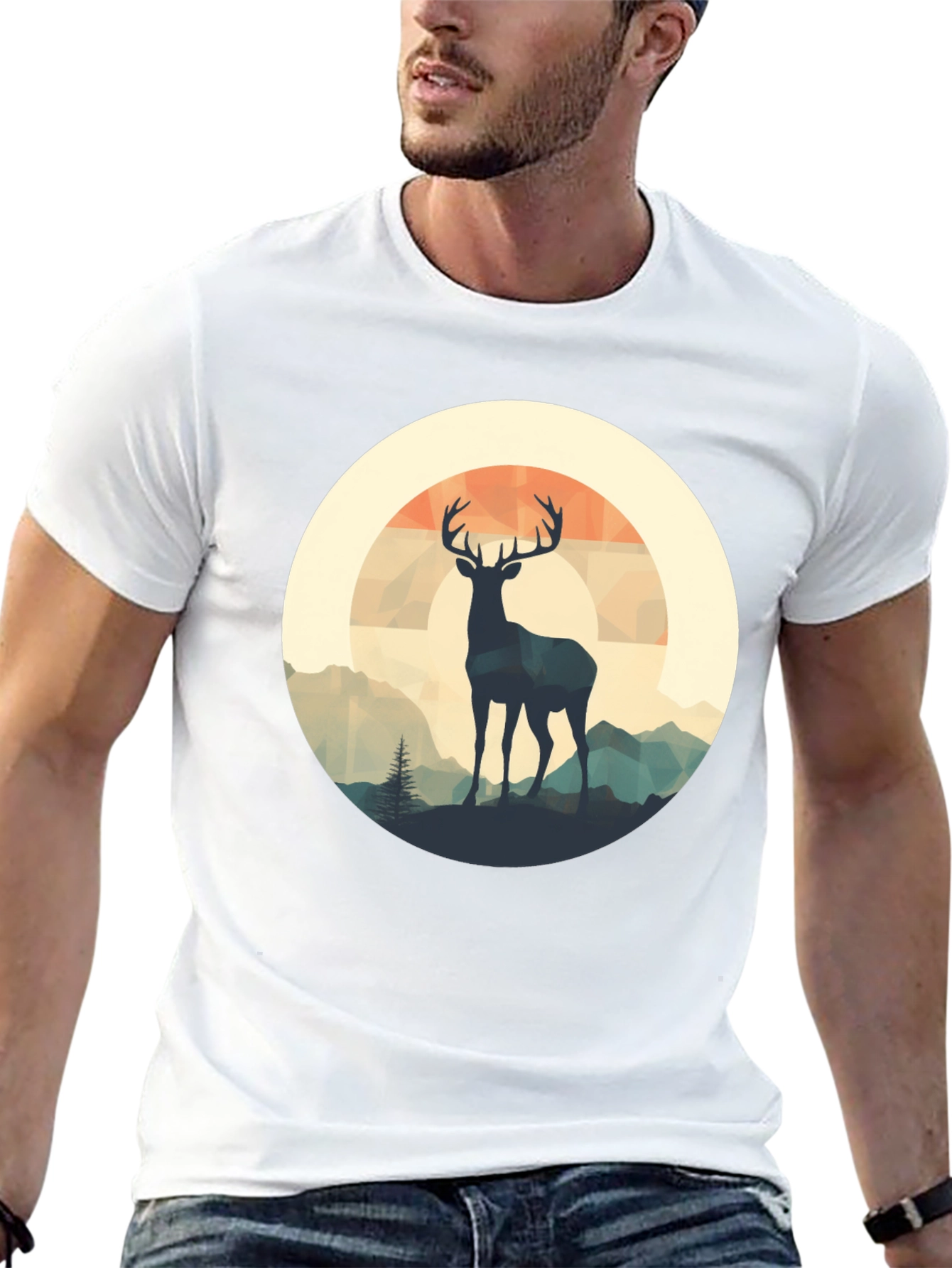 Deer Silhouette Graphic Tee - Black
