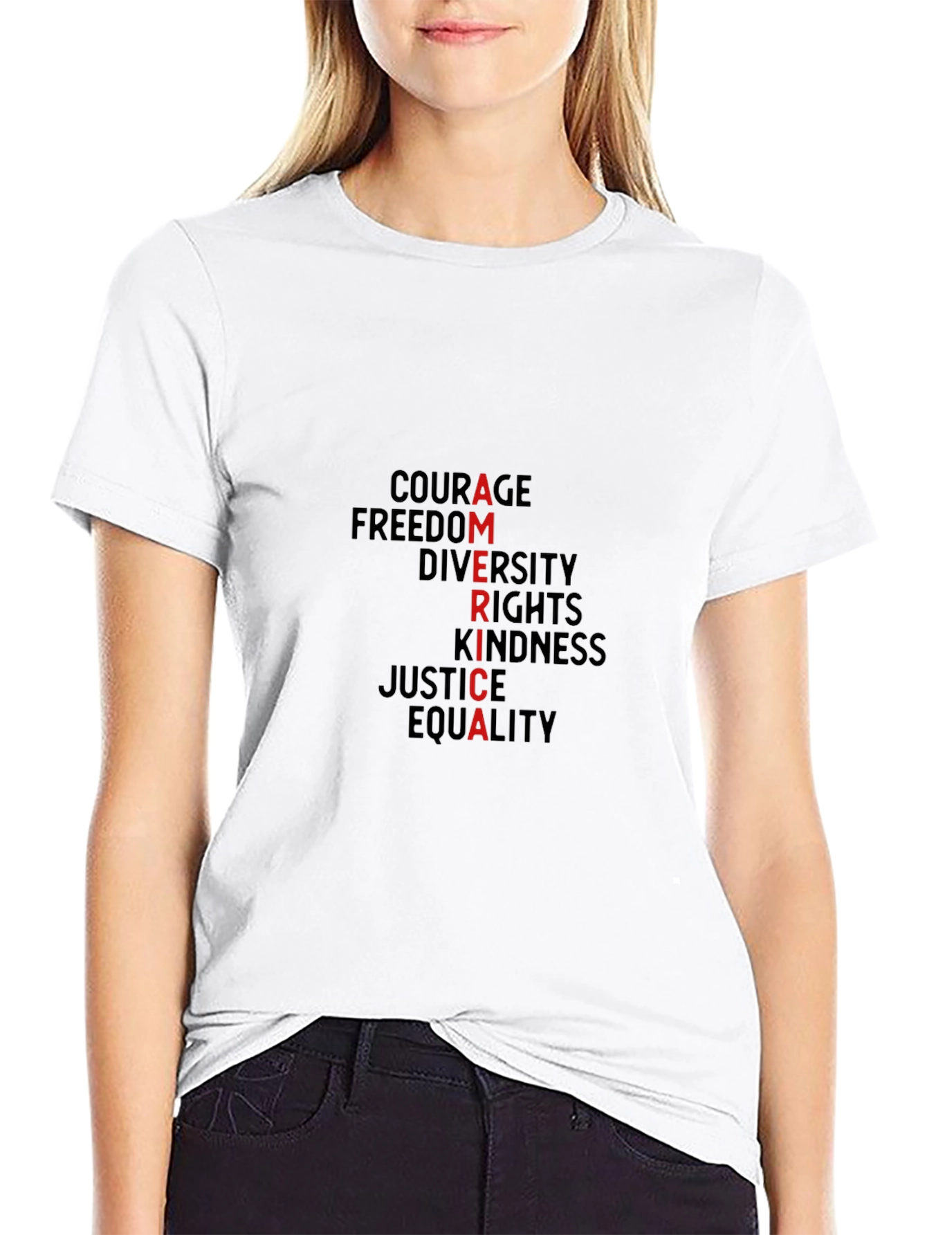 America Values T-Shirt: Courage Freedom Justice