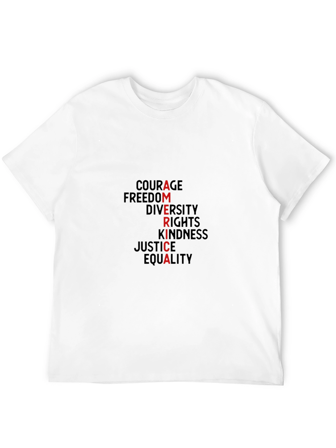 America Values T-Shirt: Courage Freedom Justice
