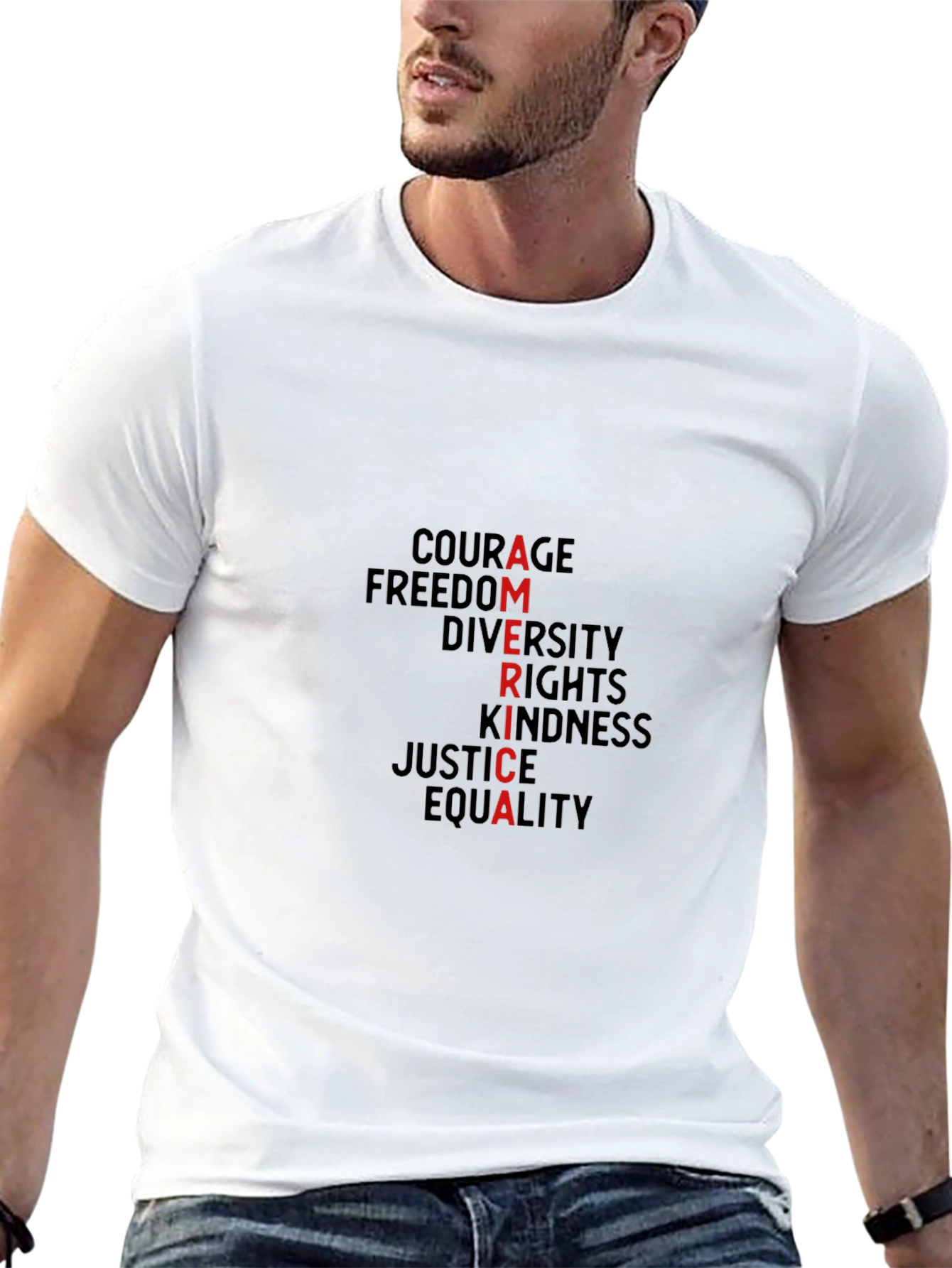 America Values T-Shirt: Courage Freedom Justice