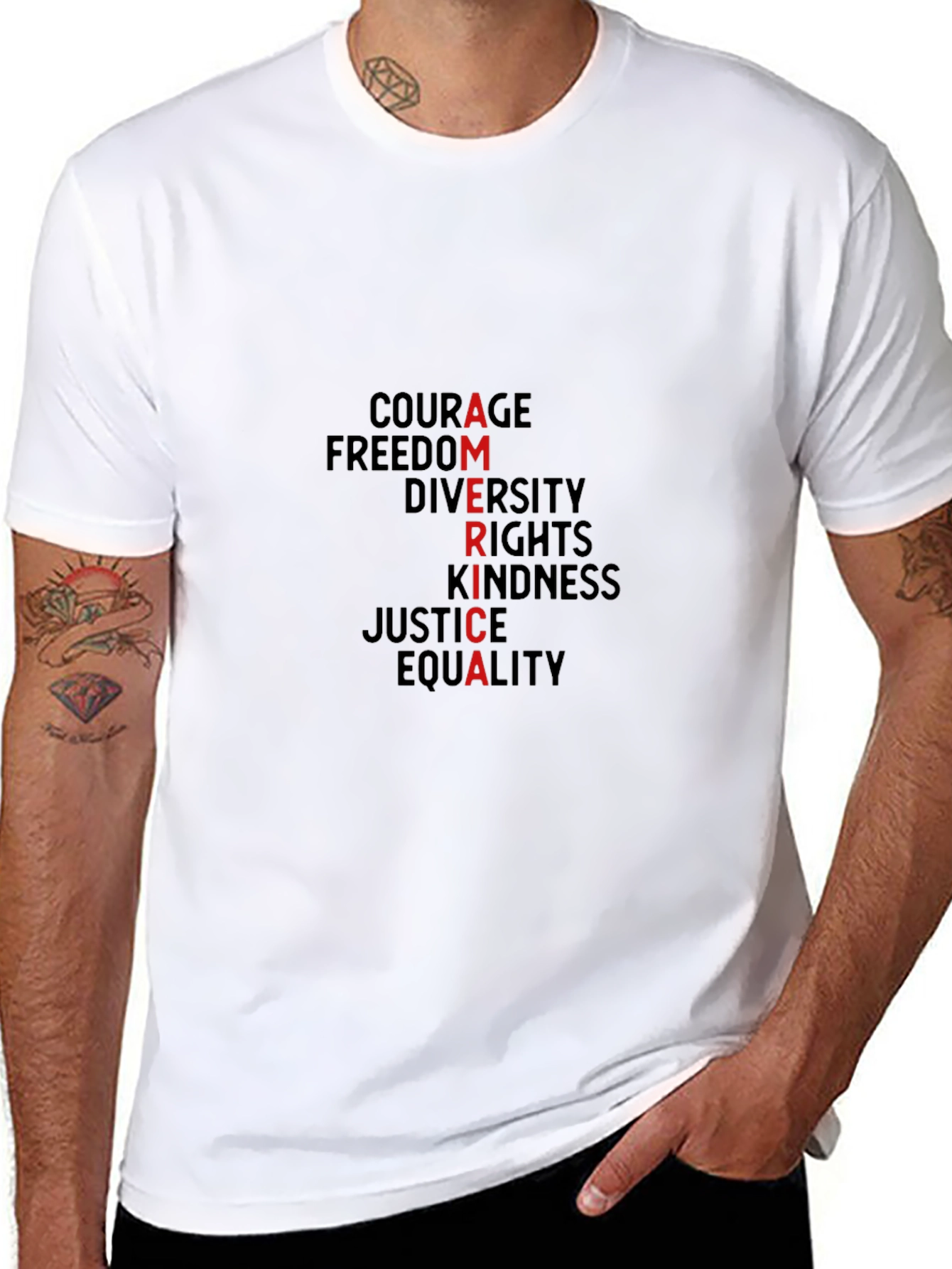 America Values T-Shirt: Courage Freedom Justice