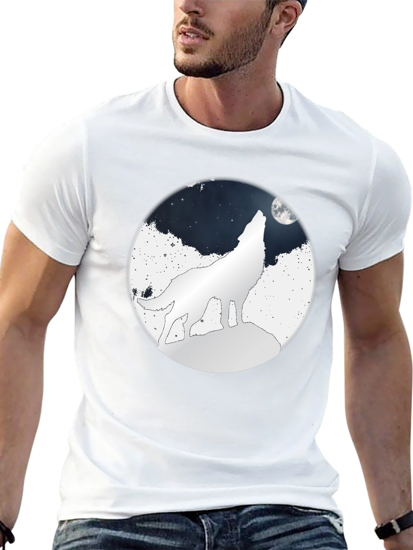 Wolf Moon Graphic Tee - Black Cotton T-Shirt