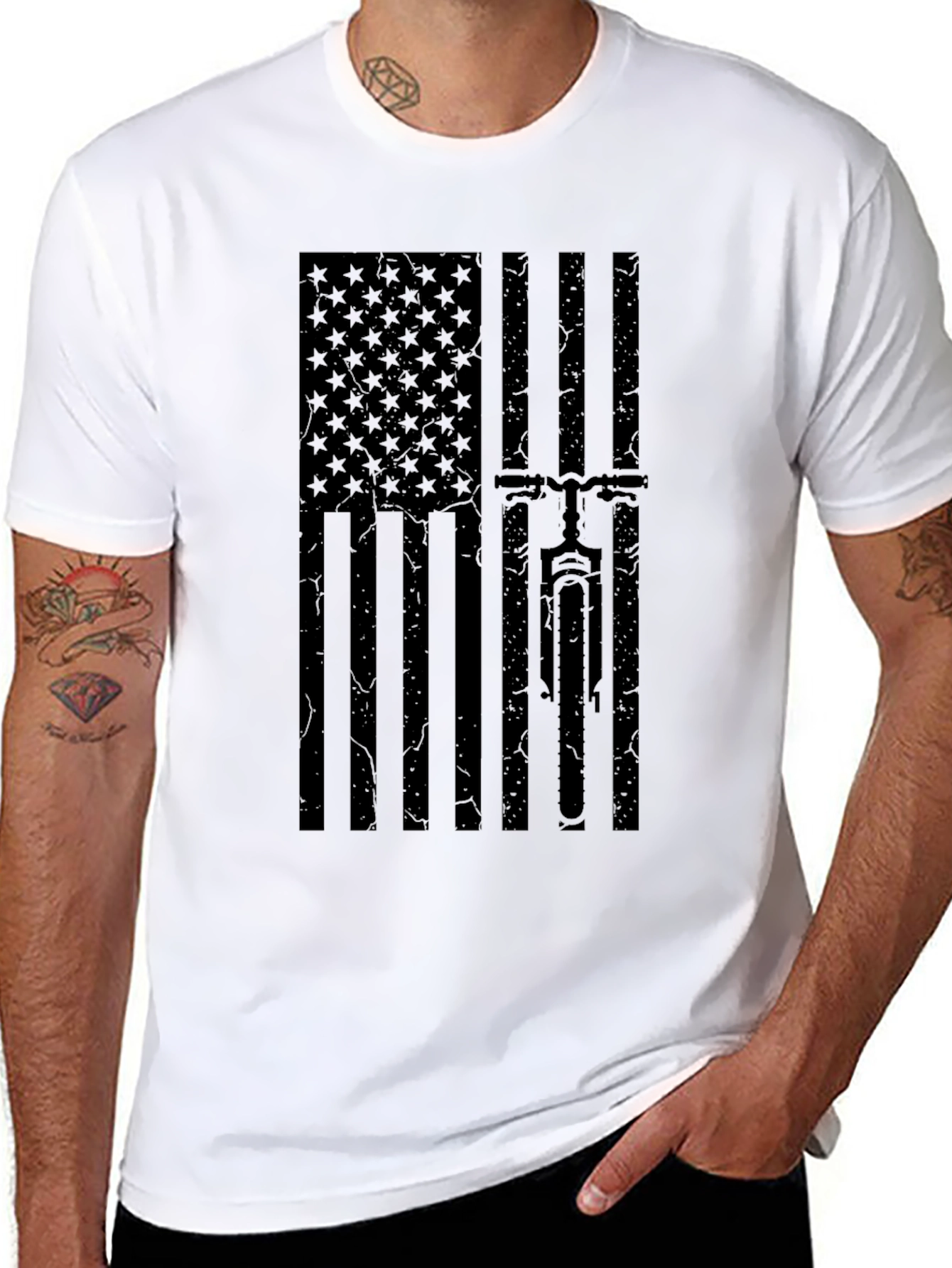 American Flag Mountain Bike T-Shirt