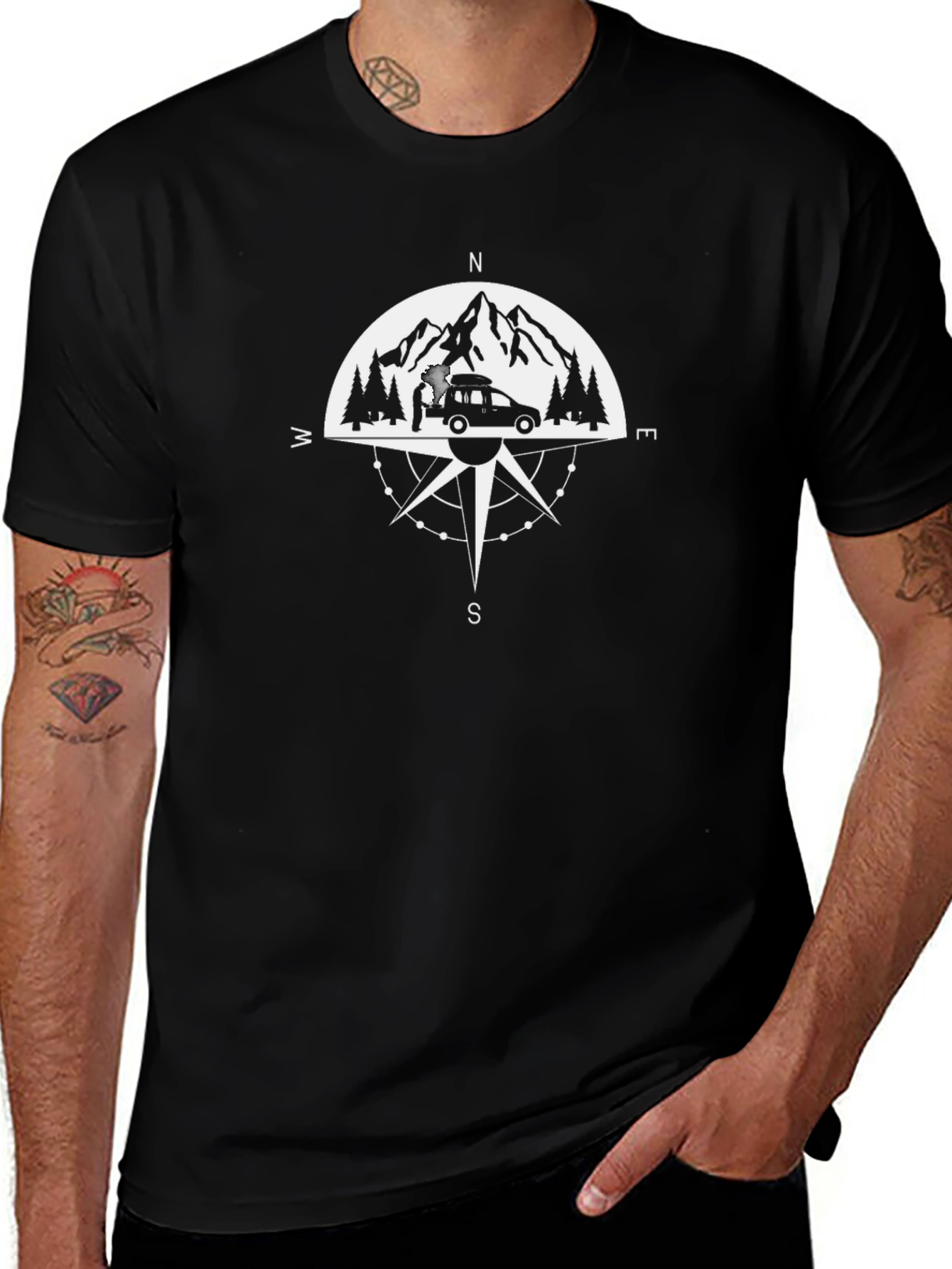 Adventure Compass Graphic Tee - Black