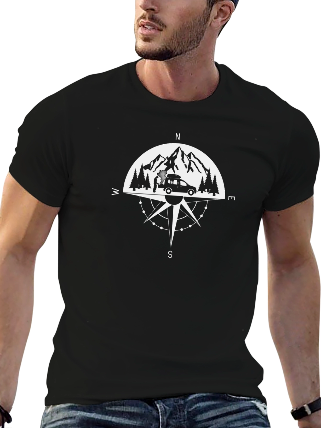 Adventure Compass Graphic Tee - Black