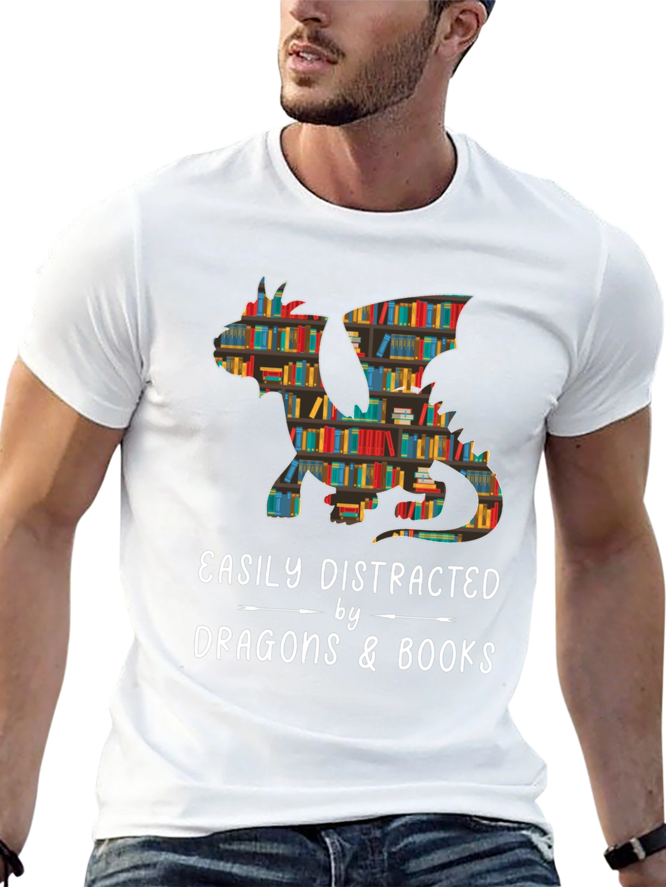 Dragon & Books Graphic Tee