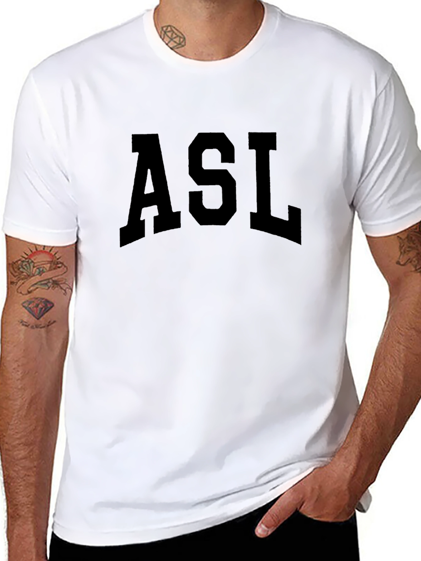 ASL Bold Text T-Shirt - Black