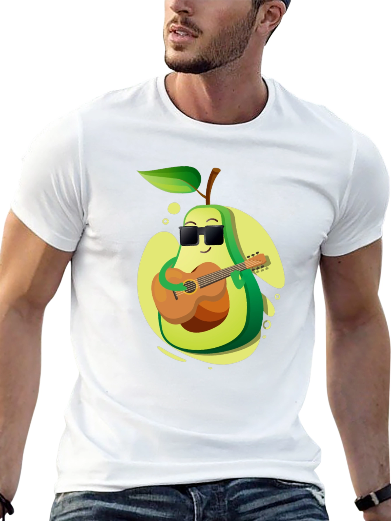 Avocado Guitarist Graphic T-Shirt - Cool Music Lover Tee