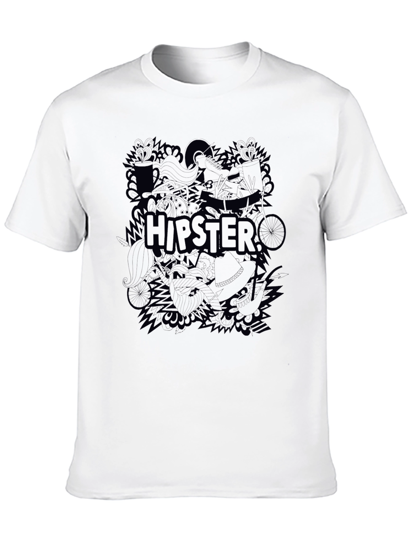 Hipster Graphic Tee - Cool Casual Black T-Shirt