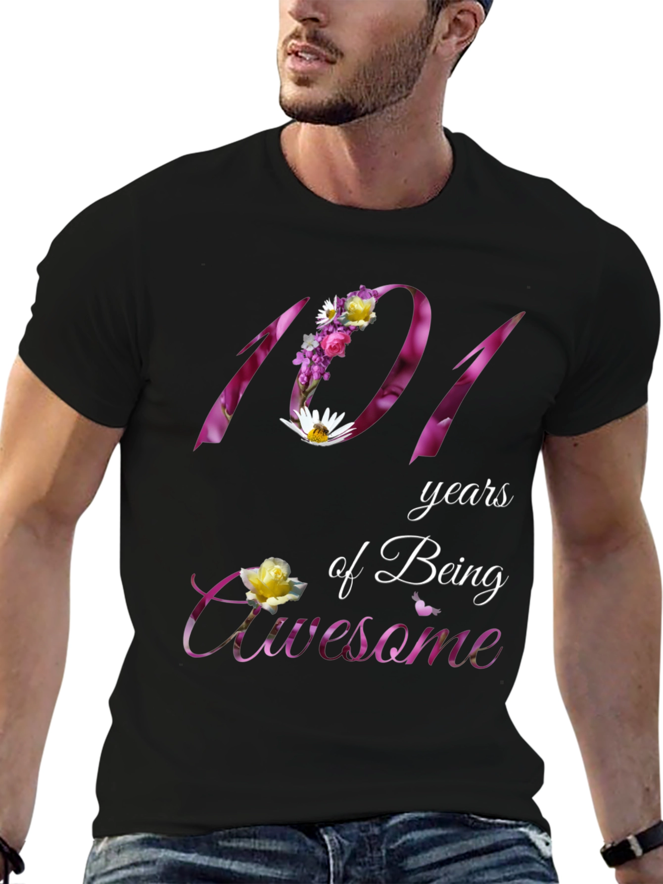101 Years Awesome Floral T-Shirt