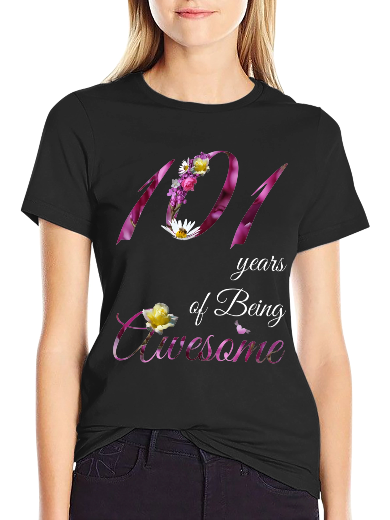 101 Years Awesome Floral T-Shirt