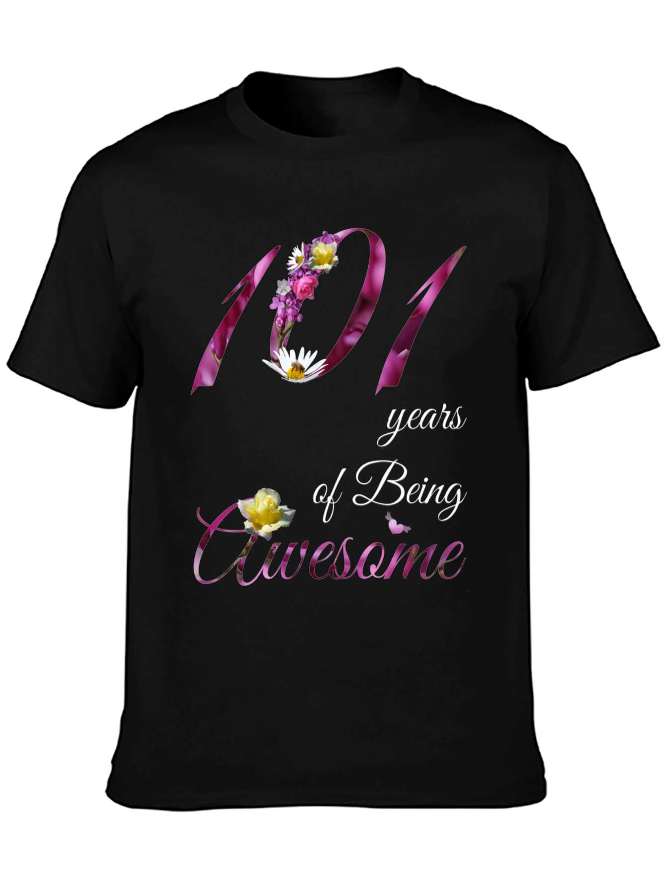 101 Years Awesome Floral T-Shirt