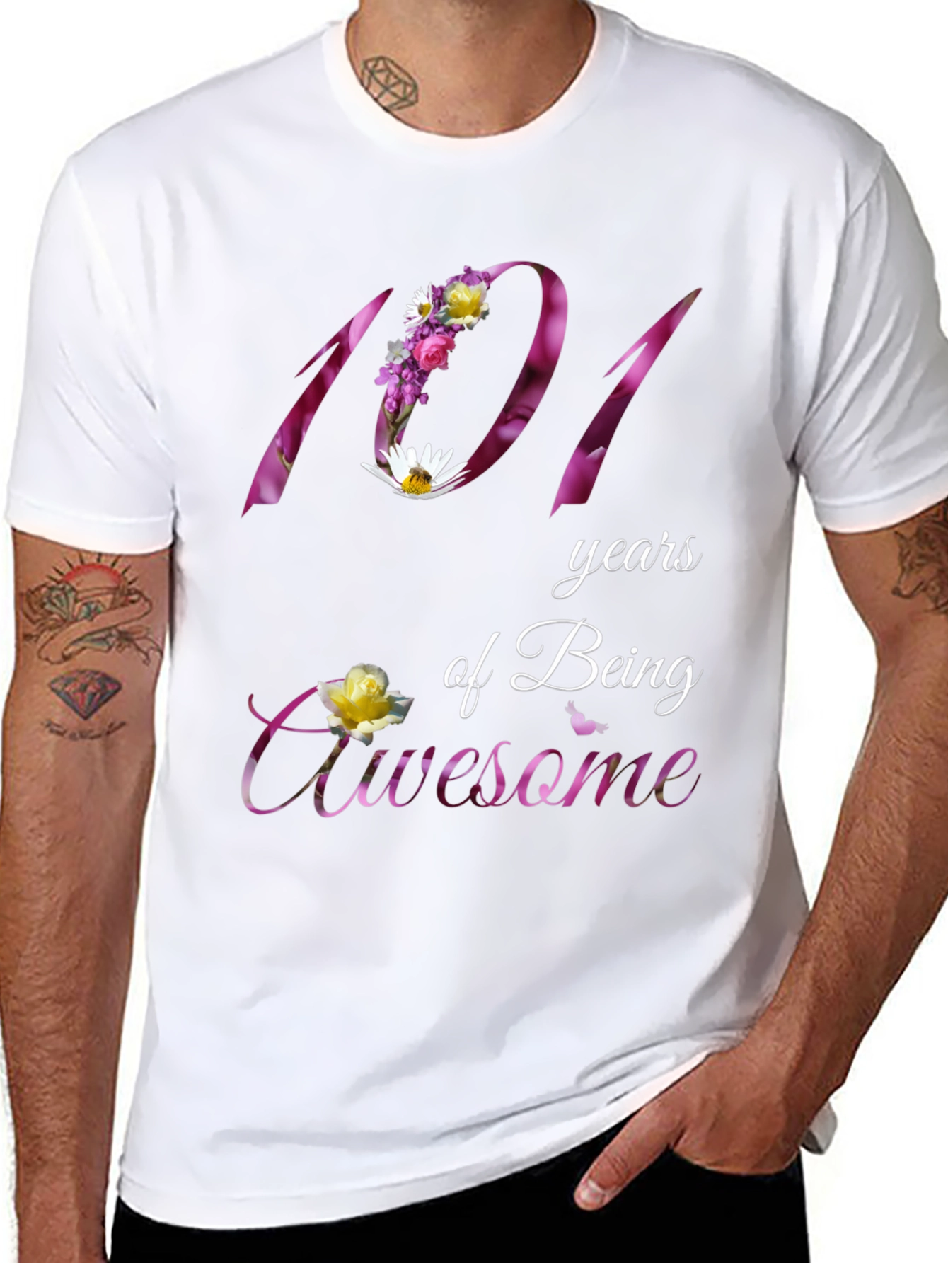 101 Years Awesome Floral T-Shirt