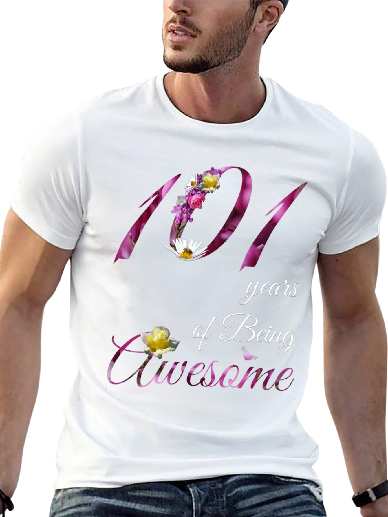 101 Years Awesome Floral T-Shirt