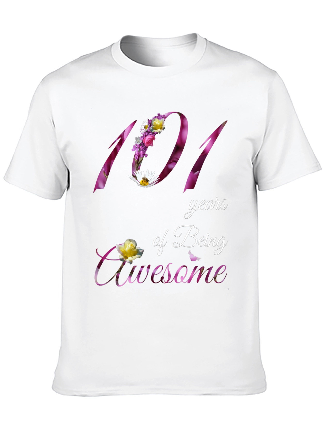 101 Years Awesome Floral T-Shirt
