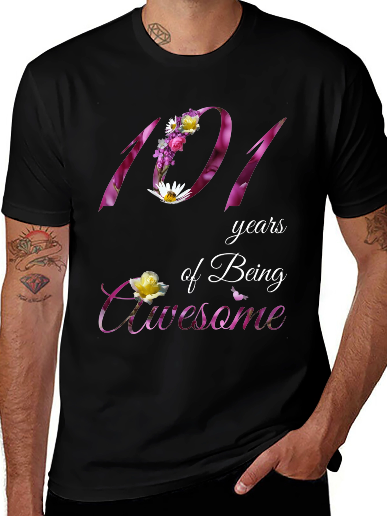 101 Years Awesome Floral T-Shirt