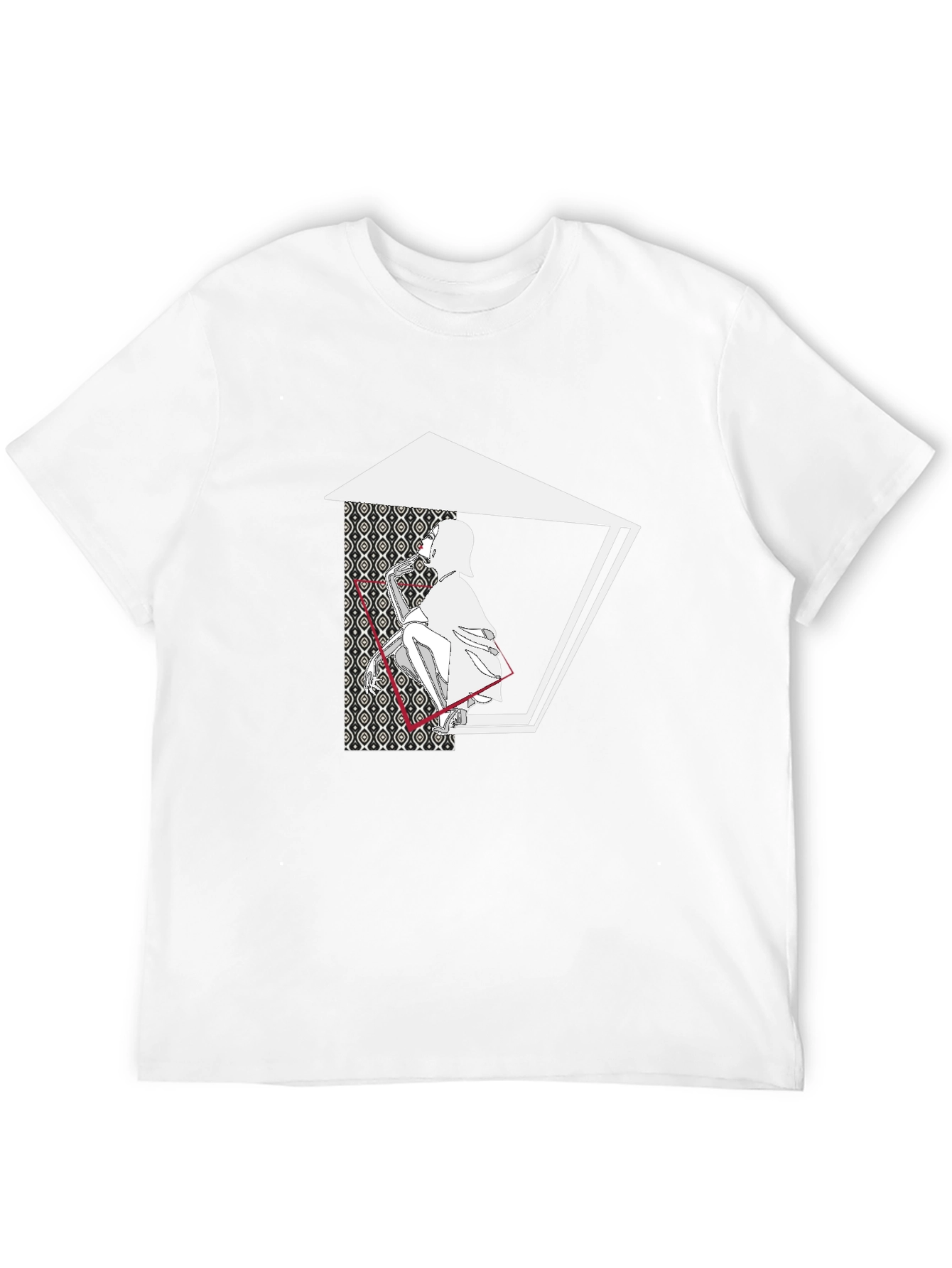 Abstract Graphic Print Black Cotton Blend Tee