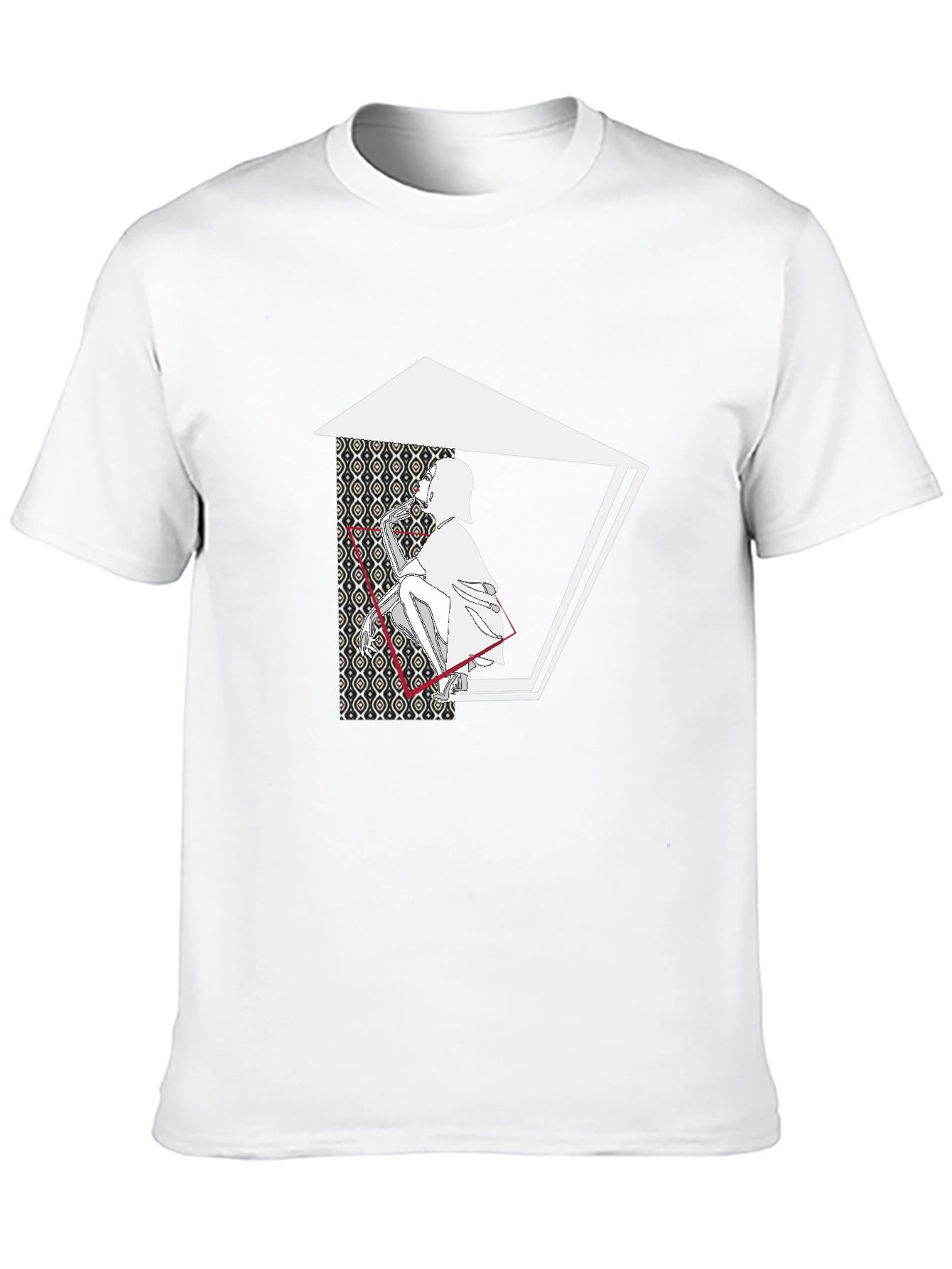 Abstract Graphic Print Black Cotton Blend Tee