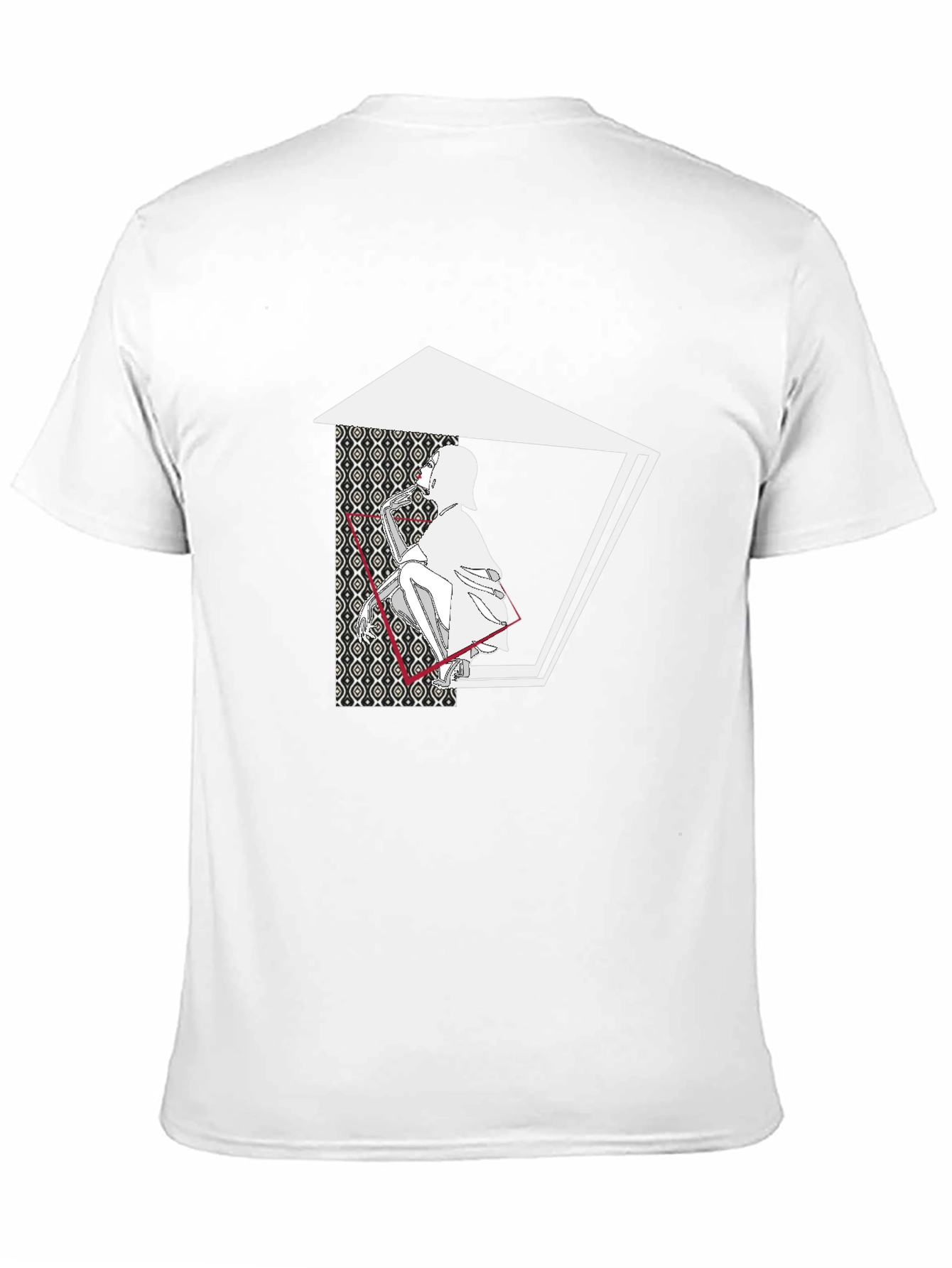 Abstract Graphic Print Black Cotton Blend Tee