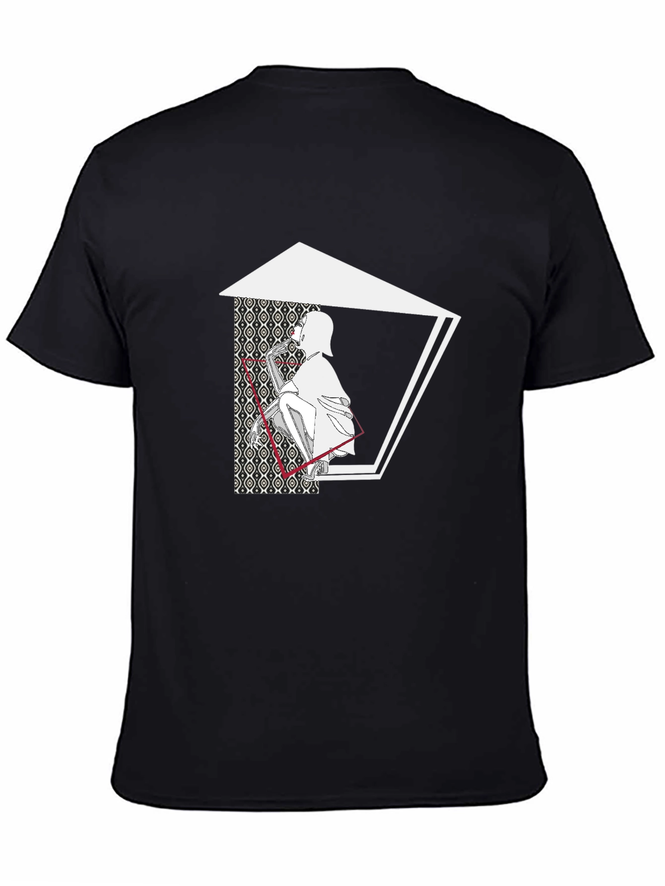 Abstract Graphic Print Black Cotton Blend Tee