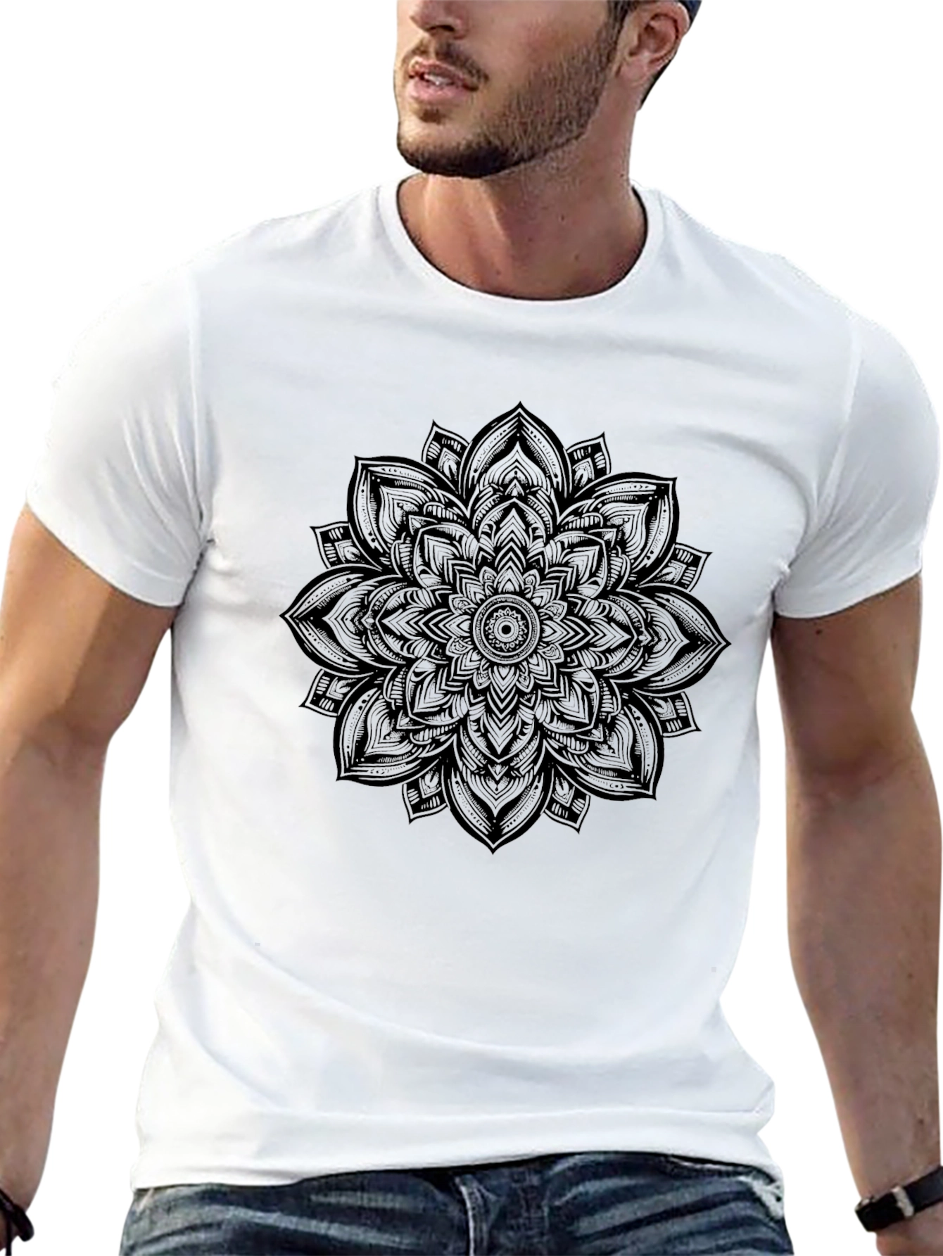 Mandala Graphic Print Crew Neck T-Shirt