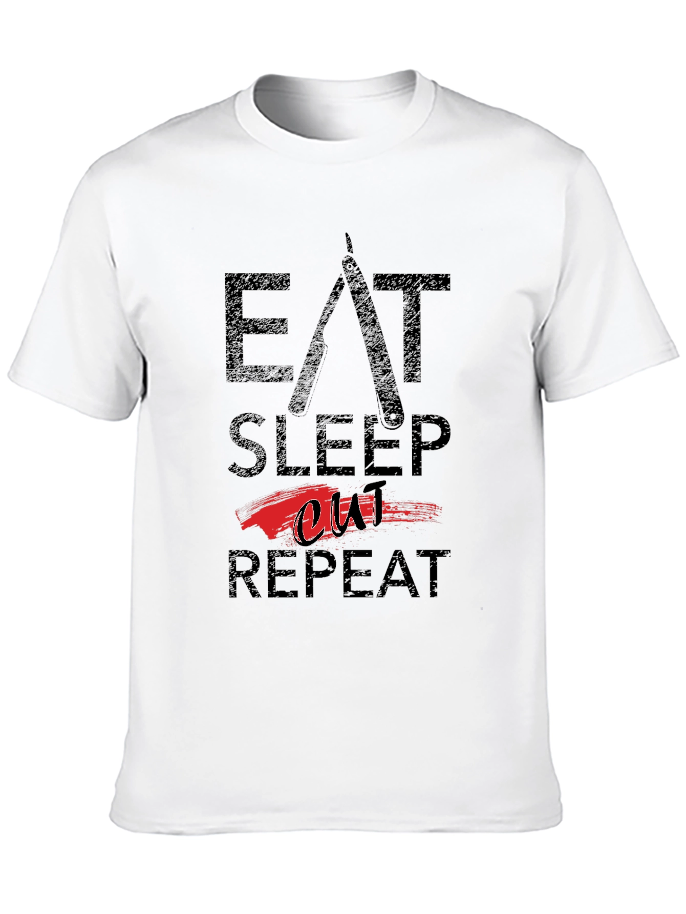 Eat Sleep Cut Repeat Black T-Shirt