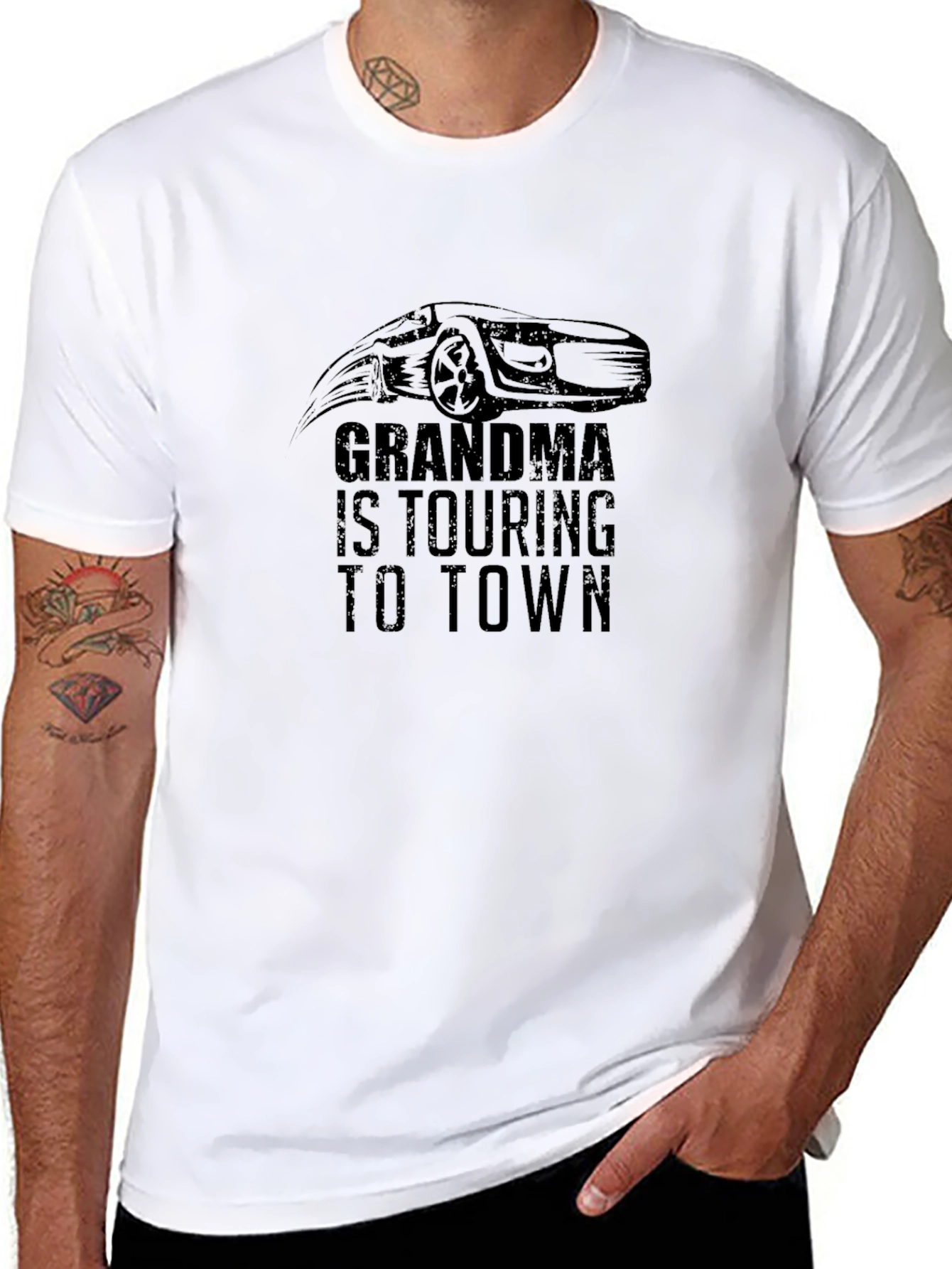 Grandma Touring to Town Black T-Shirt