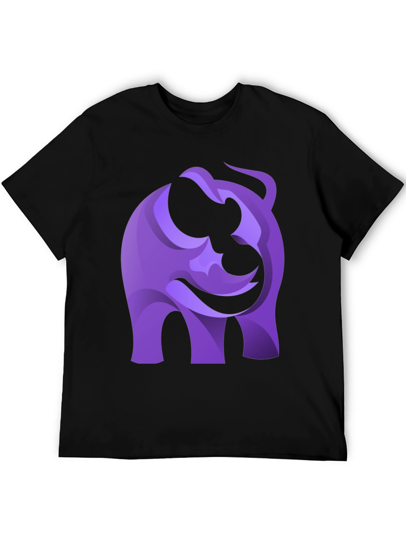 Abstract Purple Elephant Graphic Tee - Black