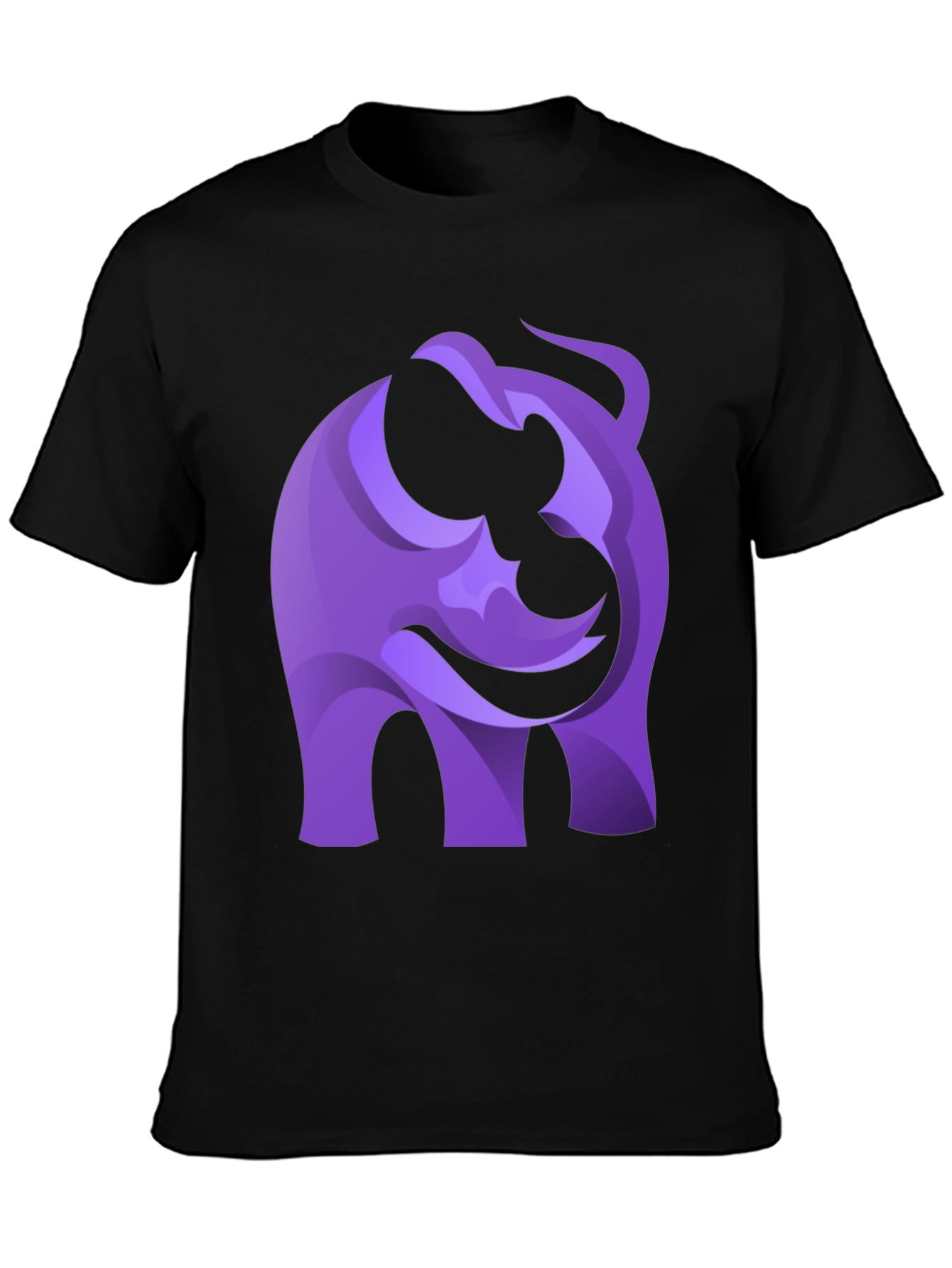 Abstract Purple Elephant Graphic Tee - Black