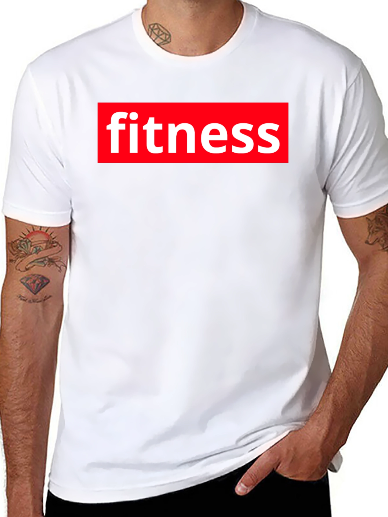 Fitness Graphic Tee - Bold Red & White