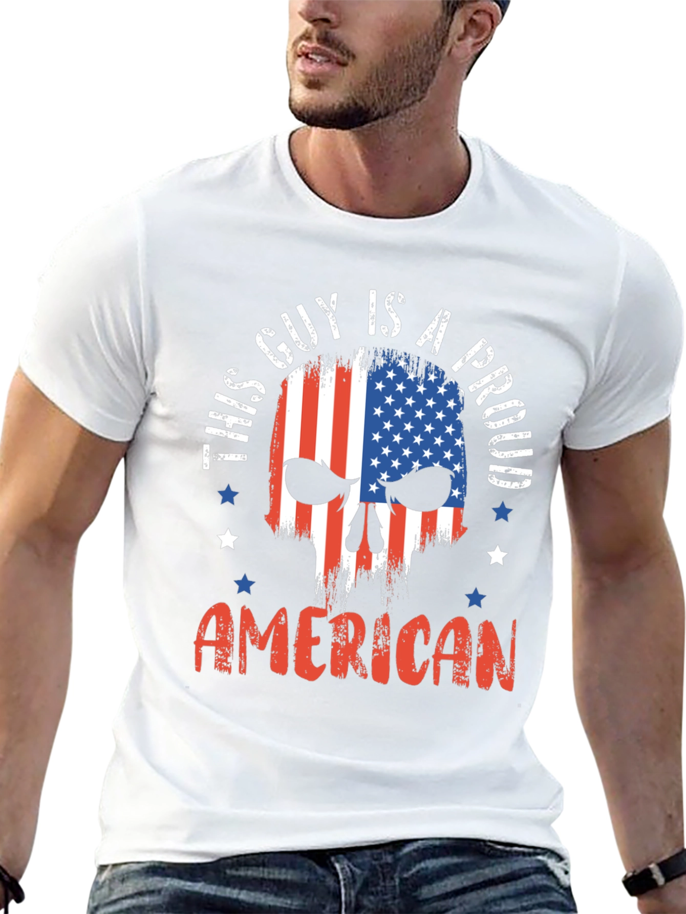 Proud American Skull Graphic T-Shirt