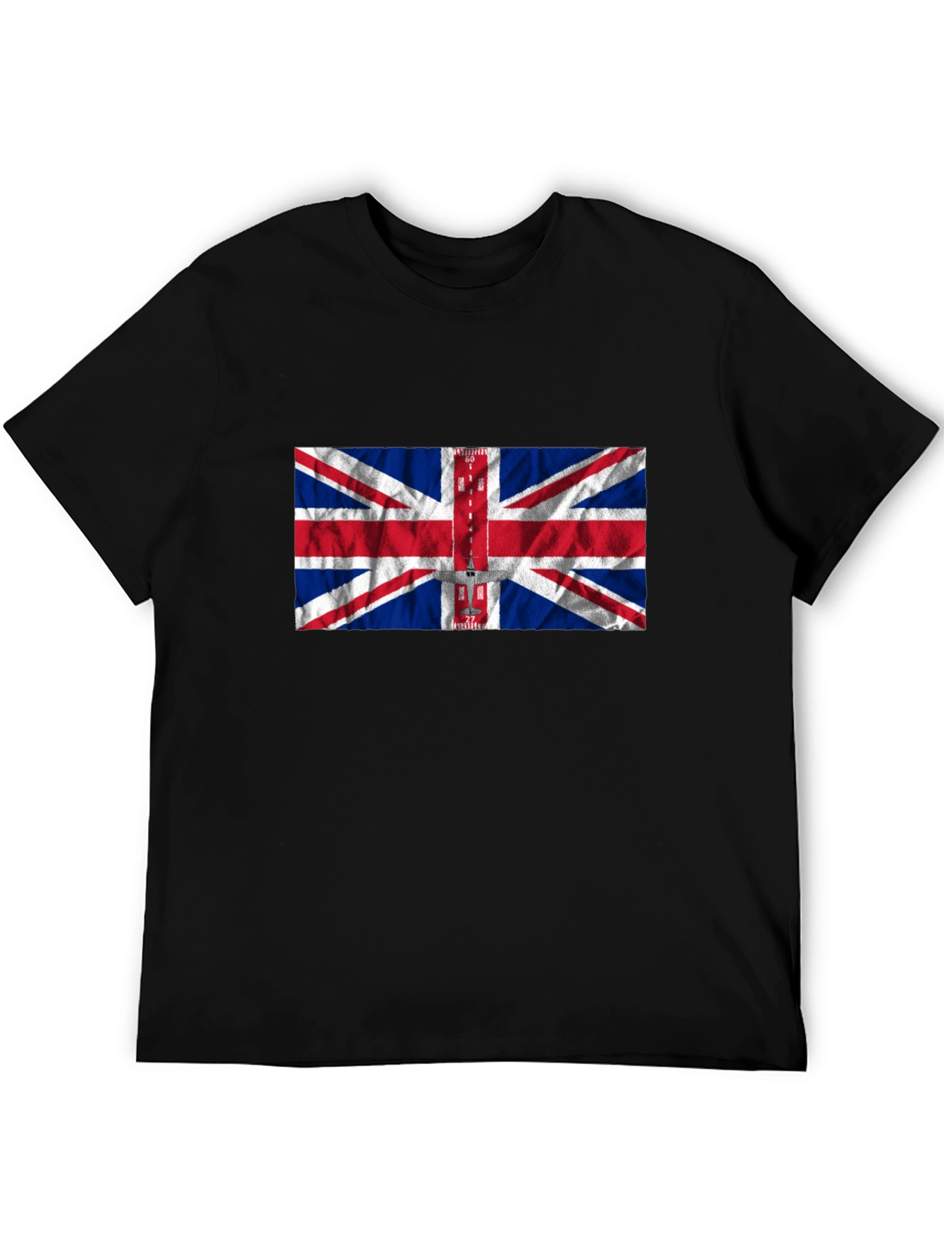 British Flag Runway T-Shirt - Black Cotton Tee