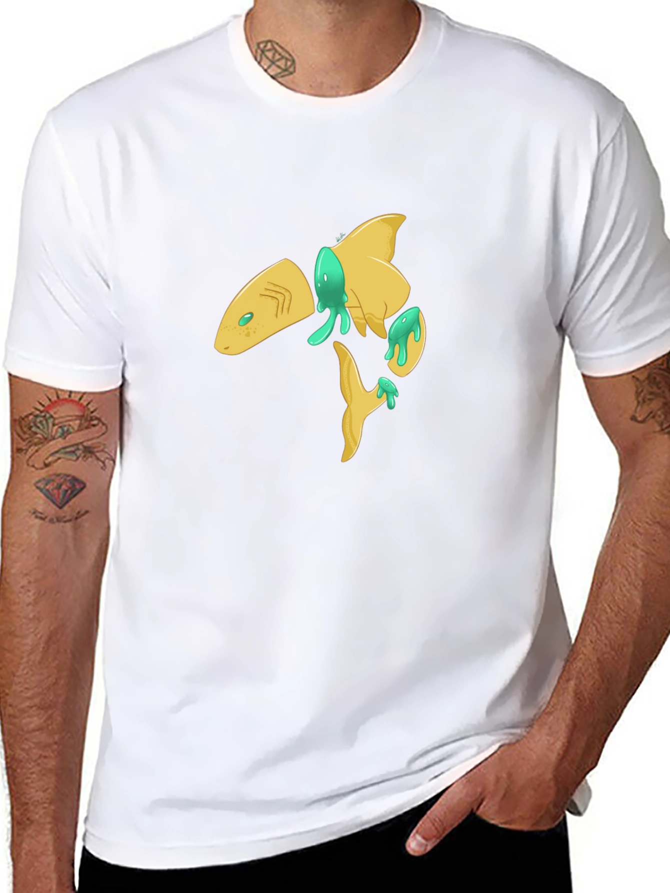 Abstract Shark Graphic Black T-Shirt