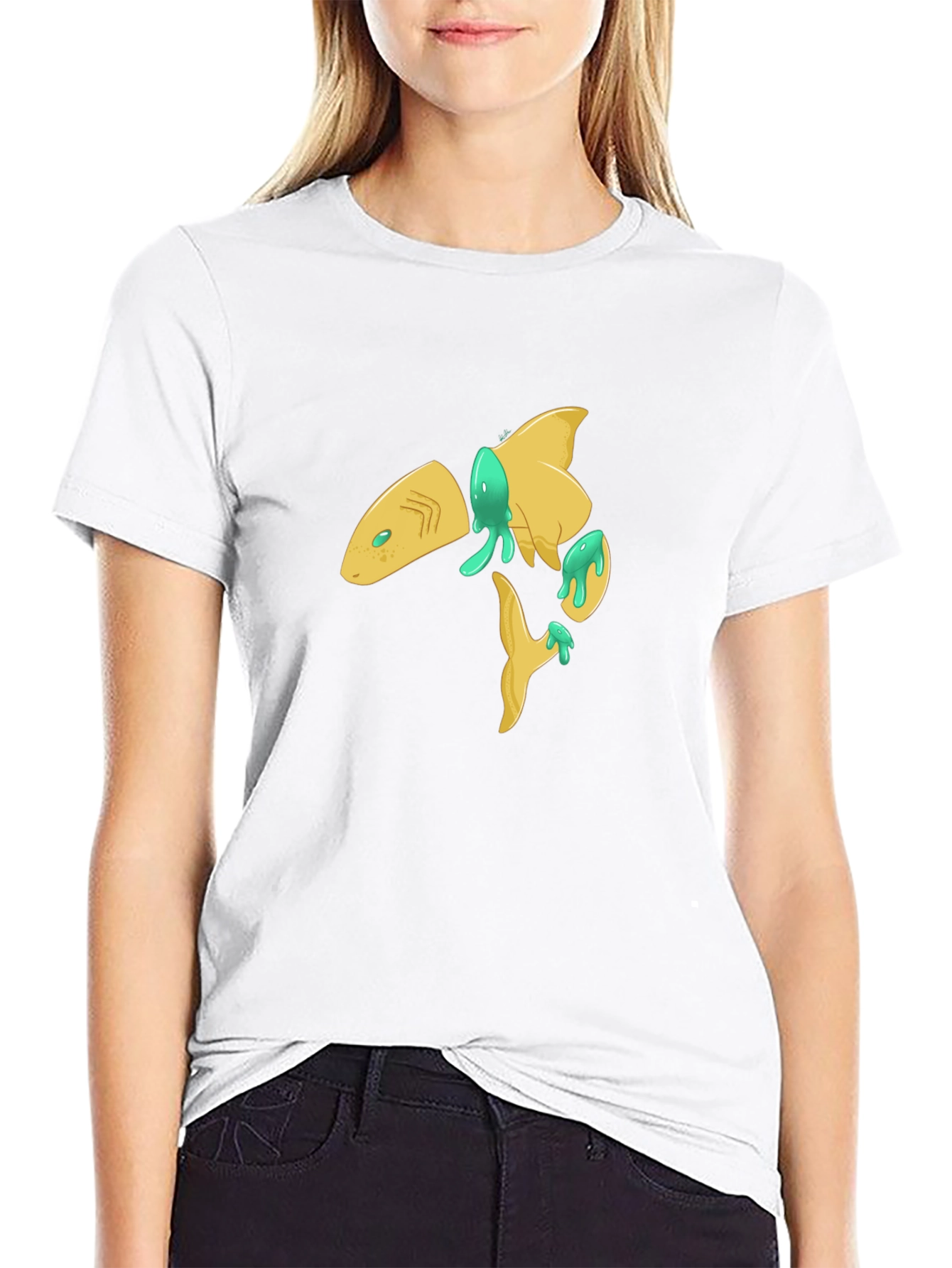 Abstract Shark Graphic Black T-Shirt