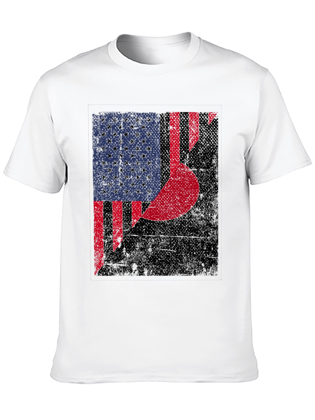 Distressed US & Crescent Moon Graphic T-Shirt